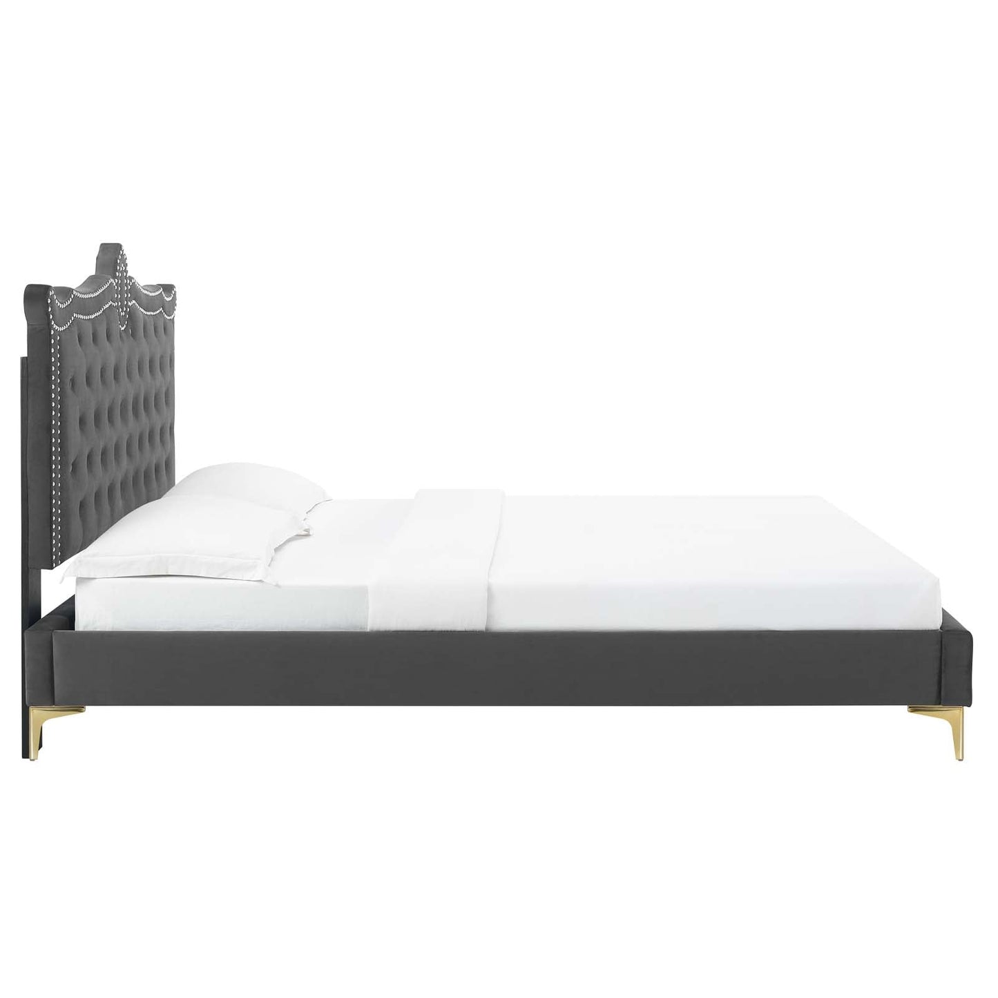 Clara Performance Velvet Queen Platform Bed By Modway - MOD-6592-CHA | Beds |  Modishstore - 5