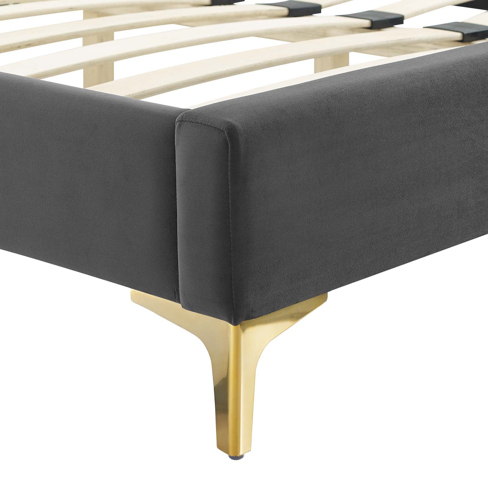 Clara Performance Velvet Queen Platform Bed By Modway - MOD-6592-CHA | Beds |  Modishstore - 7