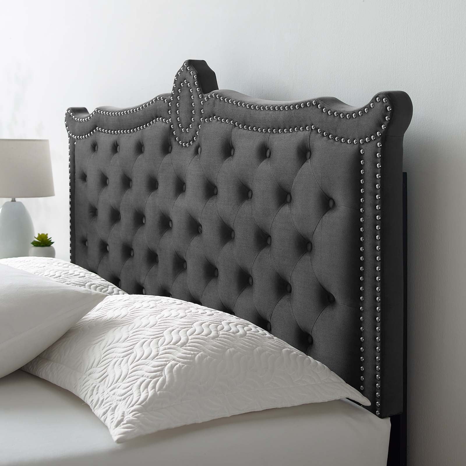 Clara Performance Velvet Queen Platform Bed By Modway - MOD-6592-CHA | Beds |  Modishstore - 9