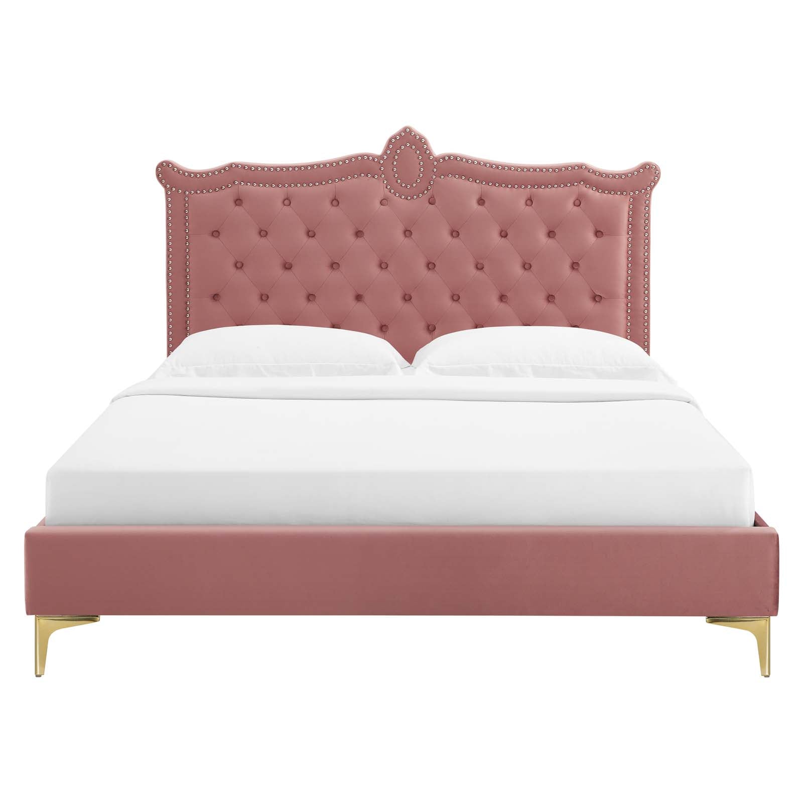 Clara Performance Velvet Queen Platform Bed By Modway - MOD-6592-CHA | Beds |  Modishstore - 19