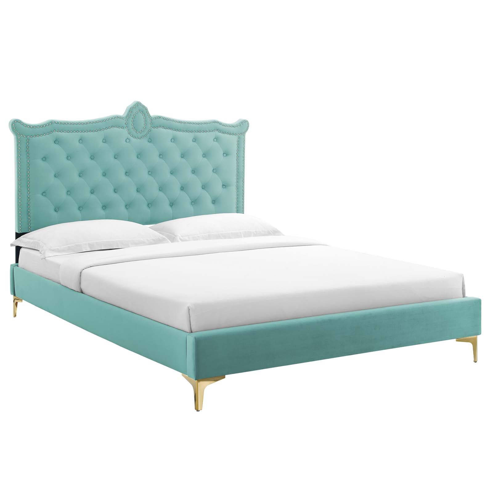 Clara Performance Velvet Queen Platform Bed By Modway - MOD-6592-CHA | Beds |  Modishstore - 34