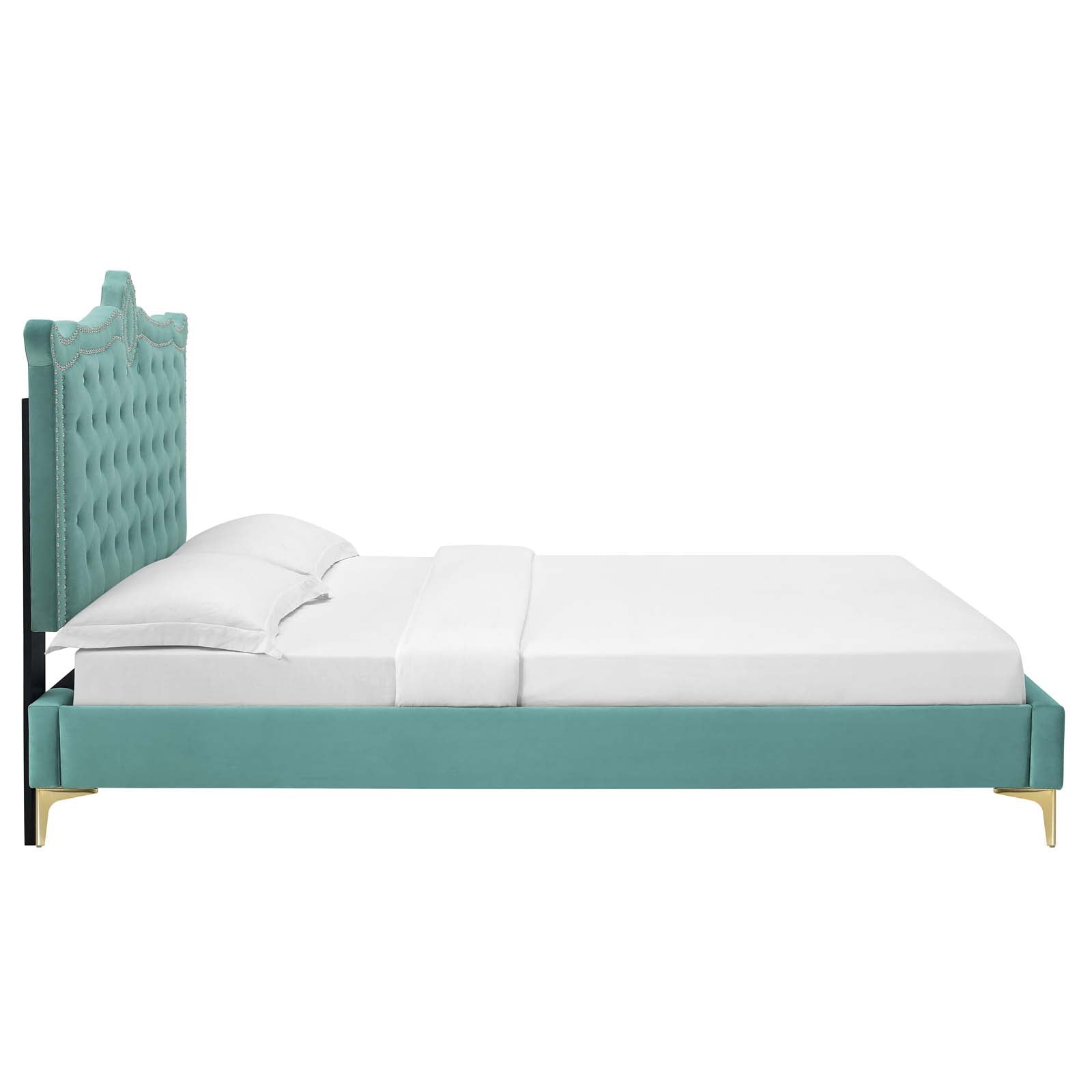 Clara Performance Velvet Queen Platform Bed By Modway - MOD-6592-CHA | Beds |  Modishstore - 38