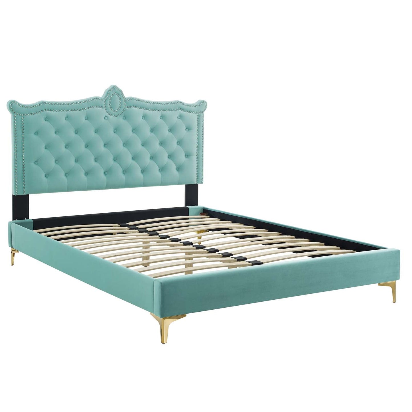 Clara Performance Velvet Queen Platform Bed By Modway - MOD-6592-CHA | Beds |  Modishstore - 39