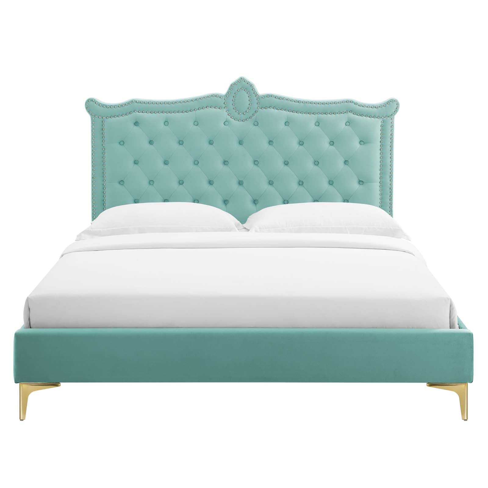 Clara Performance Velvet Queen Platform Bed By Modway - MOD-6592-CHA | Beds |  Modishstore - 41