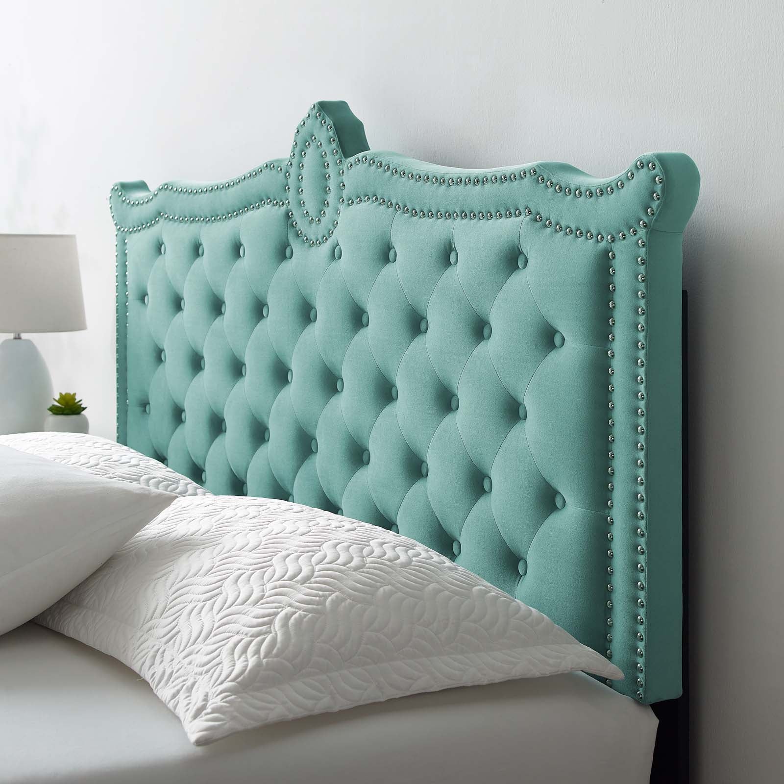 Clara Performance Velvet Queen Platform Bed By Modway - MOD-6592-CHA | Beds |  Modishstore - 42