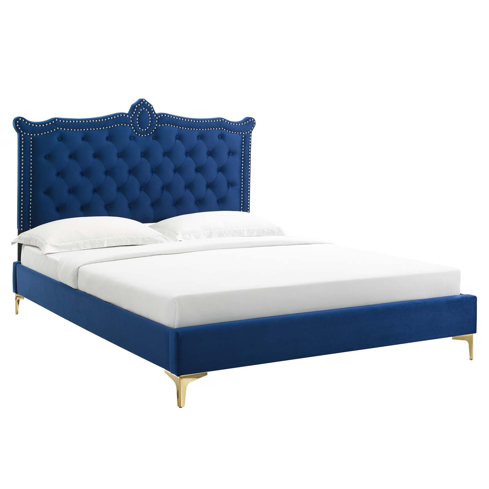 Clara Performance Velvet Queen Platform Bed By Modway - MOD-6592-CHA | Beds |  Modishstore - 45