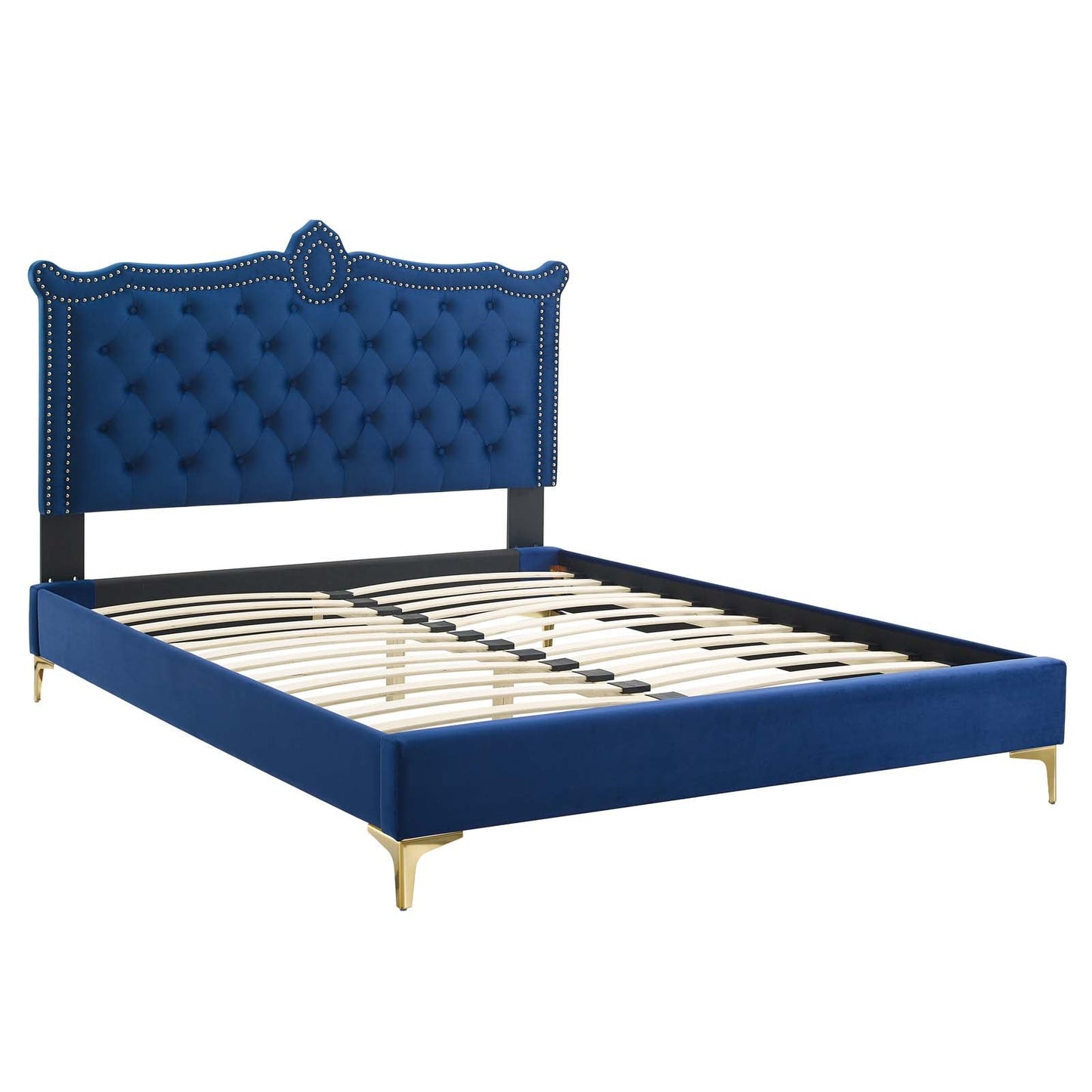 Clara Performance Velvet Queen Platform Bed By Modway - MOD-6592-CHA | Beds |  Modishstore - 49