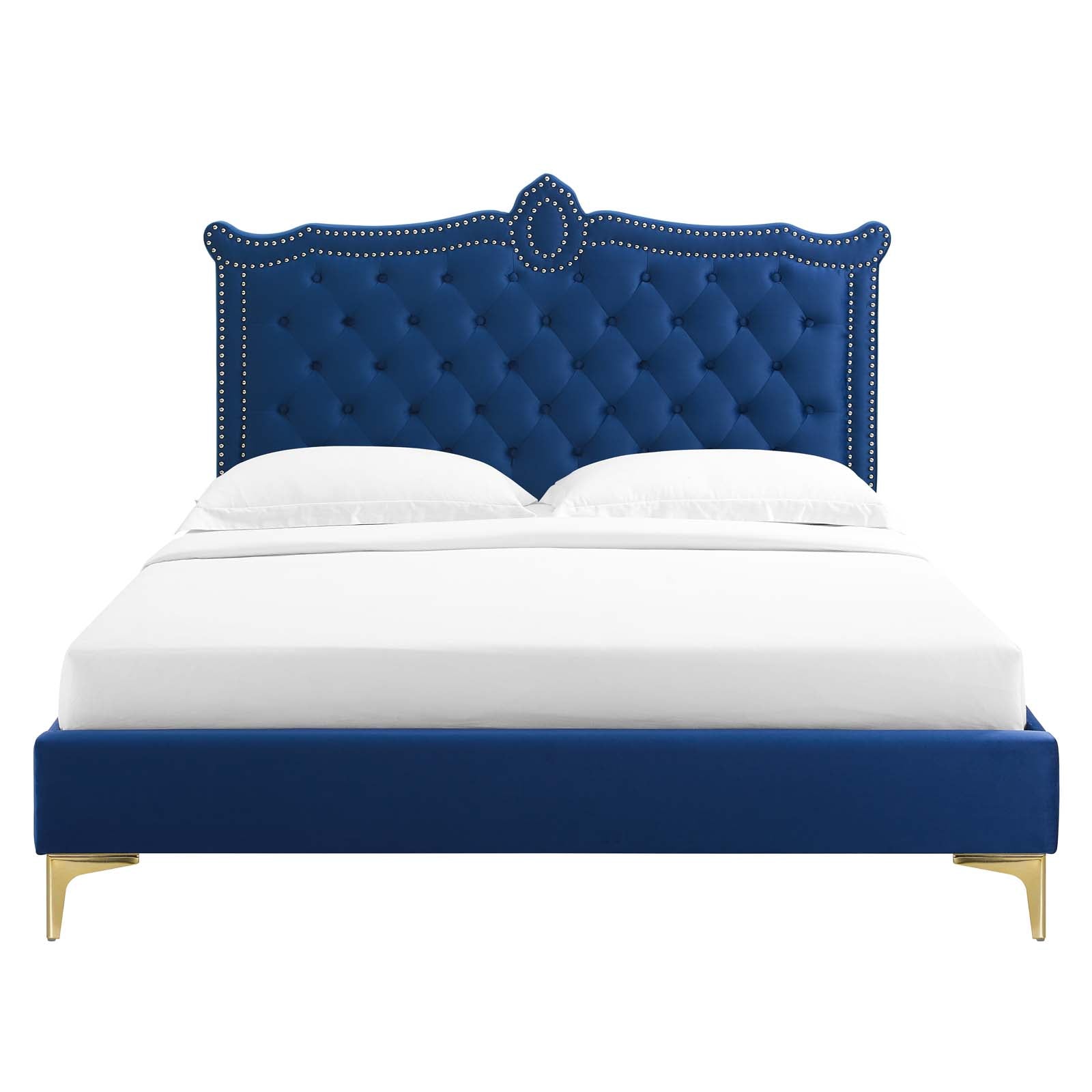 Clara Performance Velvet Queen Platform Bed By Modway - MOD-6592-CHA | Beds |  Modishstore - 50