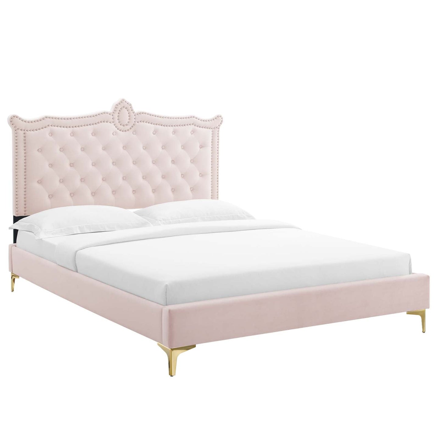 Clara Performance Velvet Queen Platform Bed By Modway - MOD-6592-CHA | Beds |  Modishstore - 56