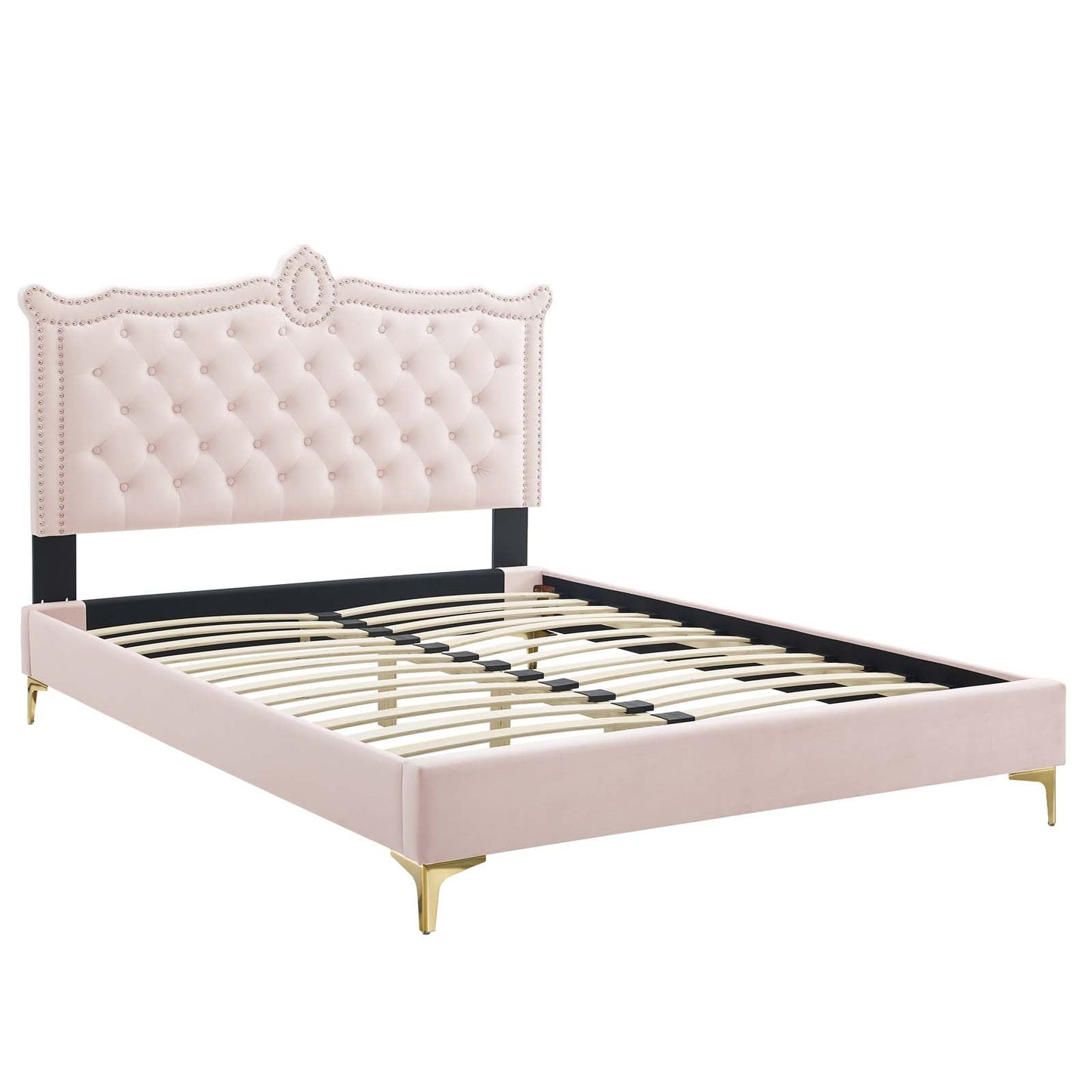 Clara Performance Velvet Queen Platform Bed By Modway - MOD-6592-CHA | Beds |  Modishstore - 61