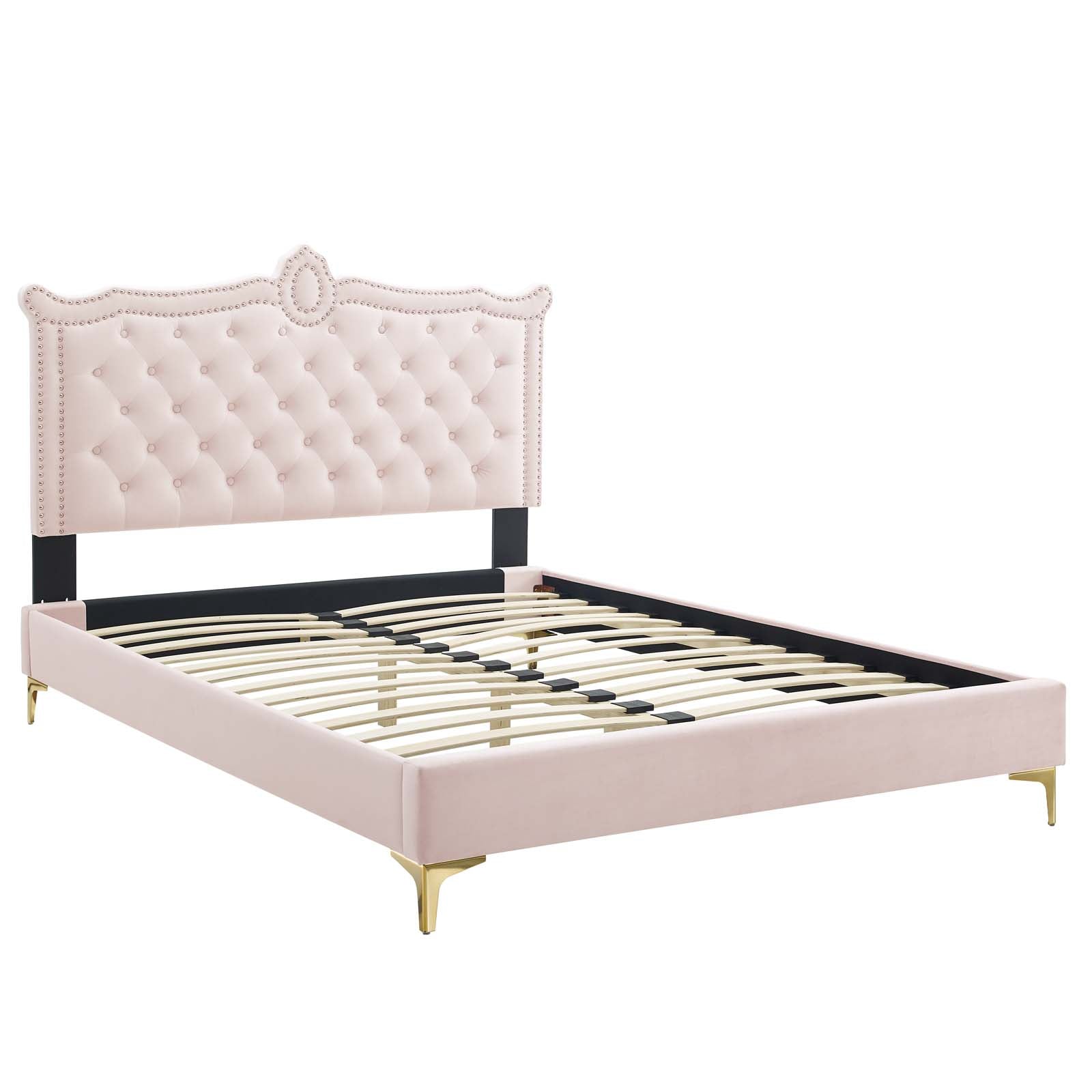 Clara Performance Velvet Queen Platform Bed By Modway - MOD-6592-CHA | Beds |  Modishstore - 61