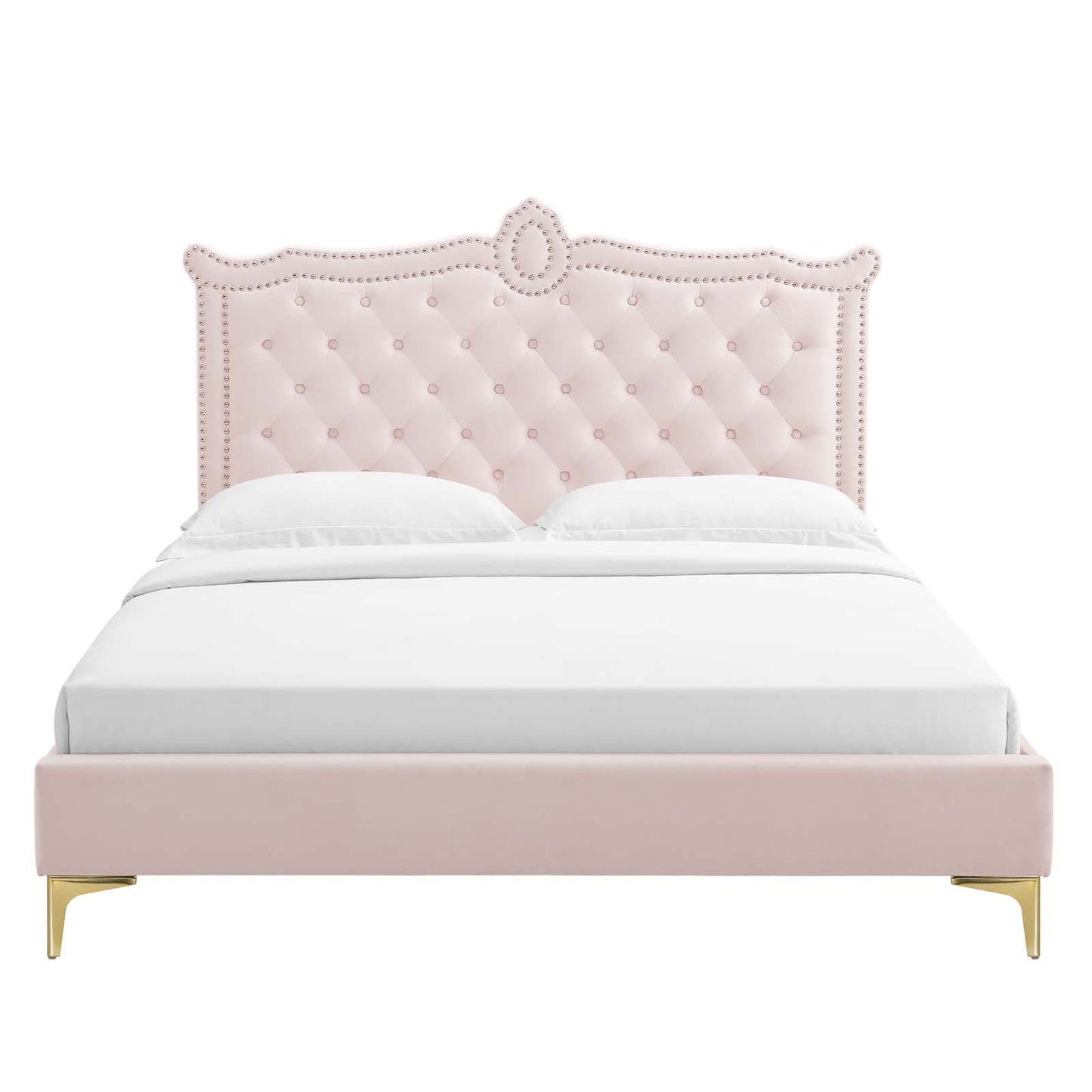 Clara Performance Velvet Queen Platform Bed By Modway - MOD-6592-CHA | Beds |  Modishstore - 63