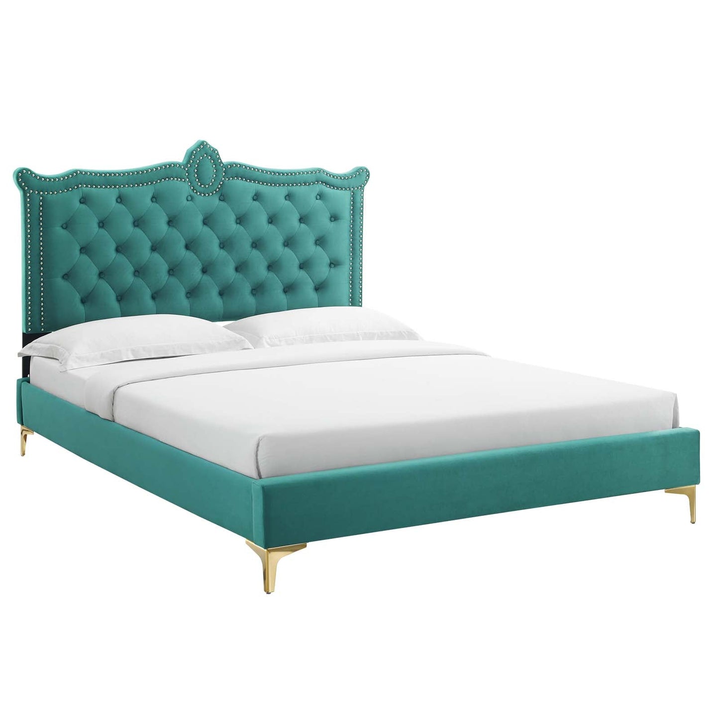 Clara Performance Velvet Queen Platform Bed By Modway - MOD-6592-CHA | Beds |  Modishstore - 67
