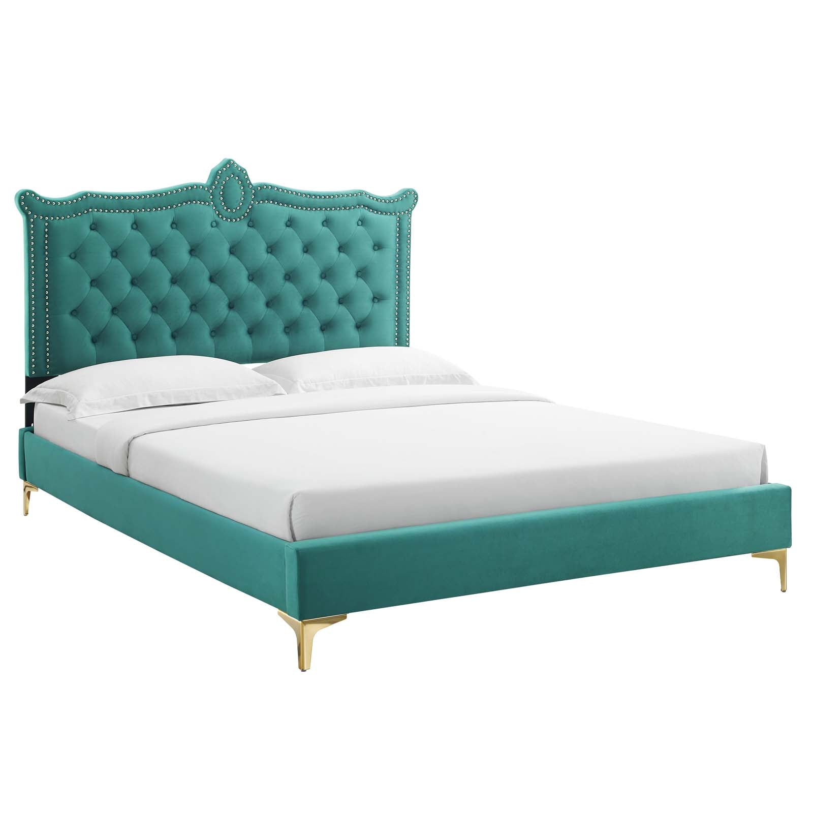 Clara Performance Velvet Queen Platform Bed By Modway - MOD-6592-CHA | Beds |  Modishstore - 67