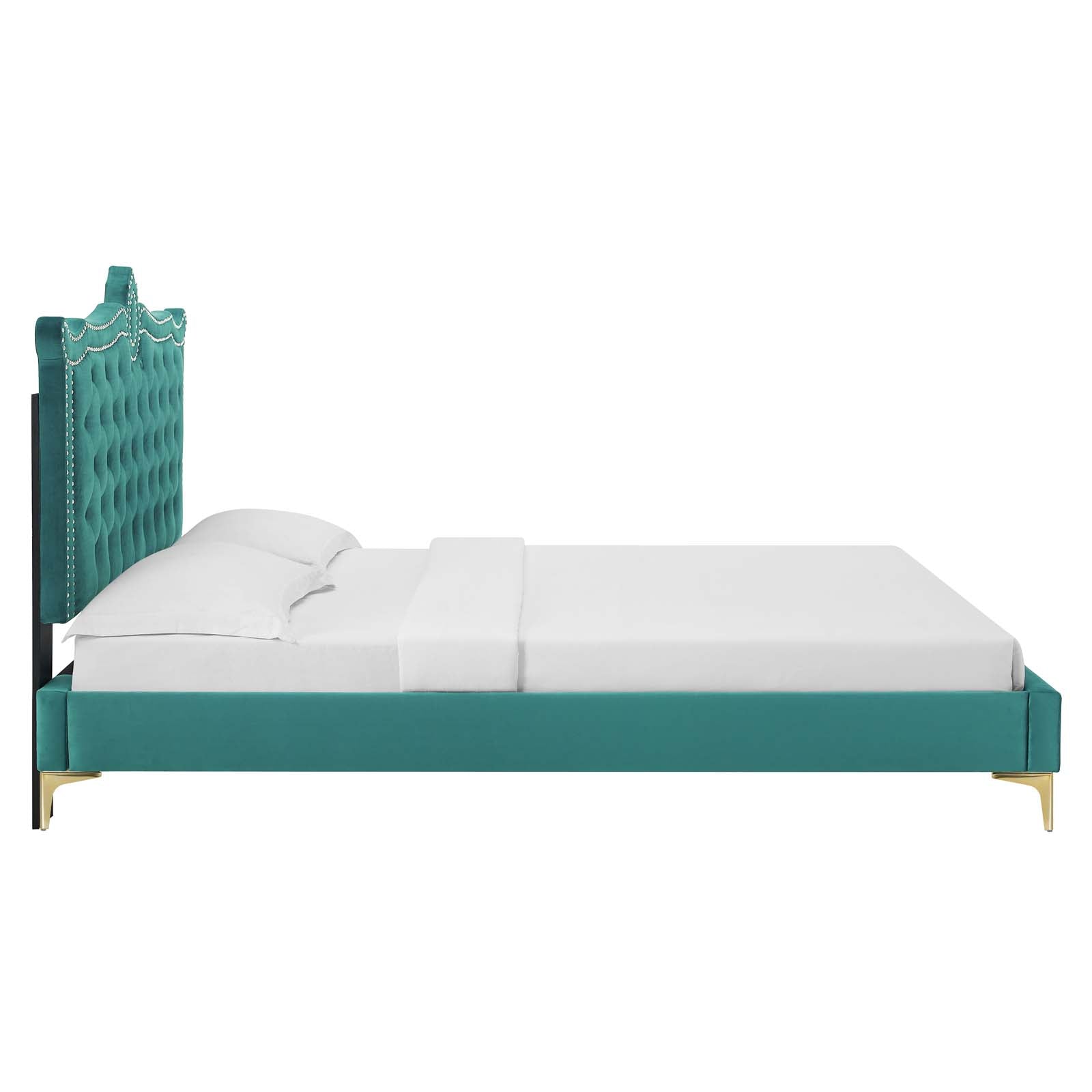 Clara Performance Velvet Queen Platform Bed By Modway - MOD-6592-CHA | Beds |  Modishstore - 71