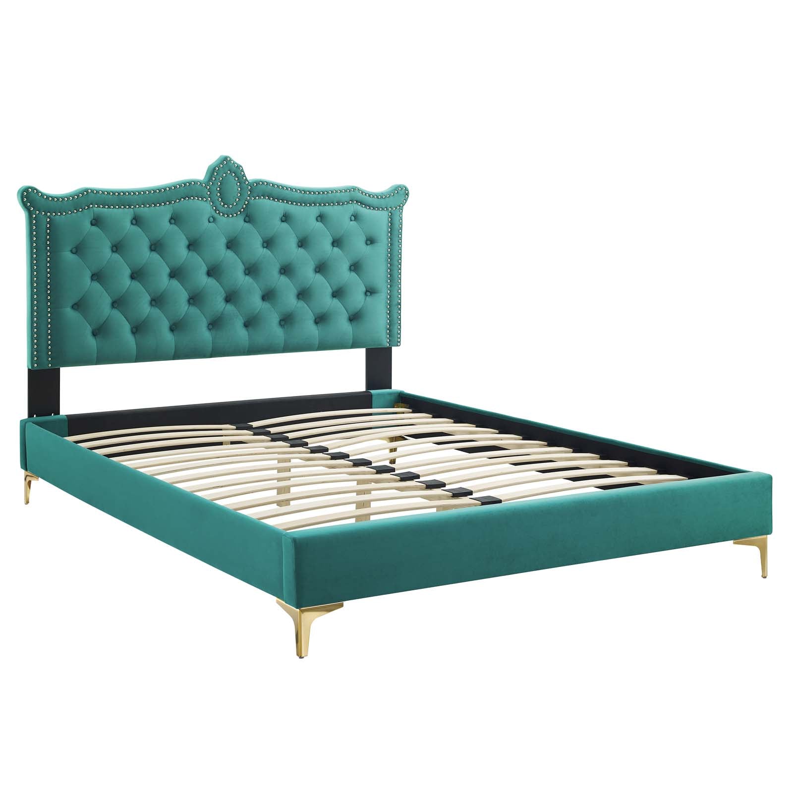Clara Performance Velvet Queen Platform Bed By Modway - MOD-6592-CHA | Beds |  Modishstore - 72