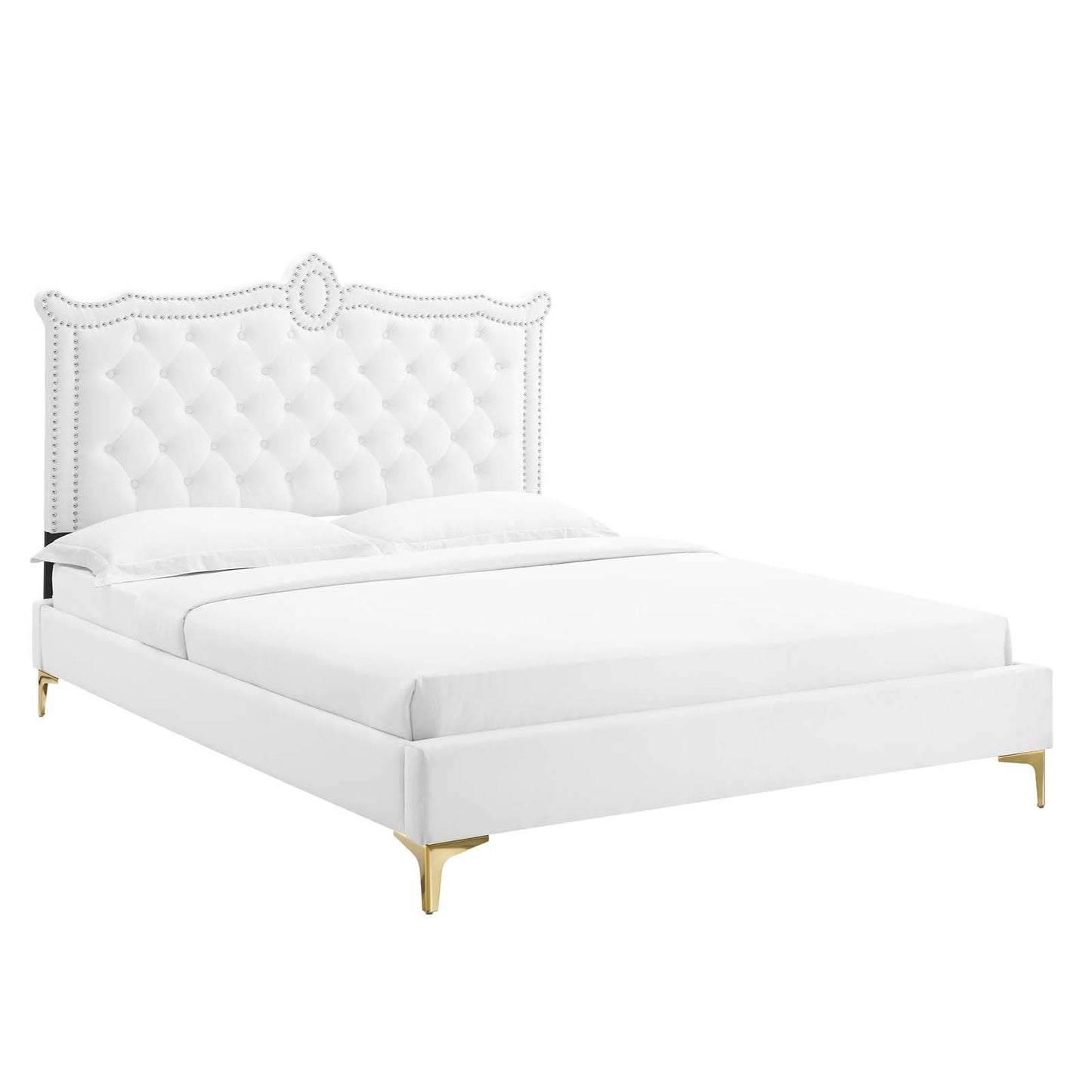 Clara Performance Velvet Queen Platform Bed By Modway - MOD-6592-CHA | Beds |  Modishstore - 78