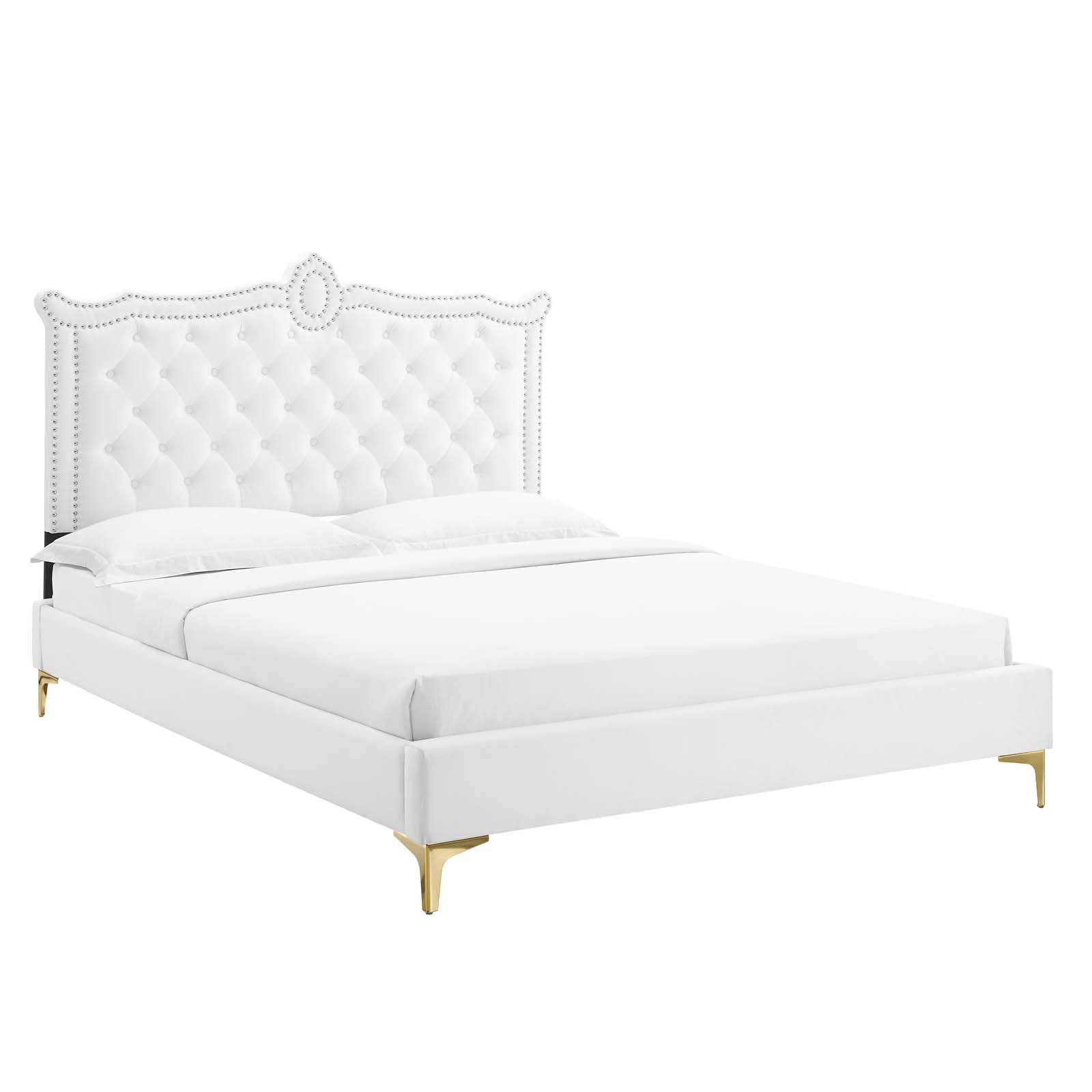 Clara Performance Velvet Queen Platform Bed By Modway - MOD-6592-CHA | Beds |  Modishstore - 78