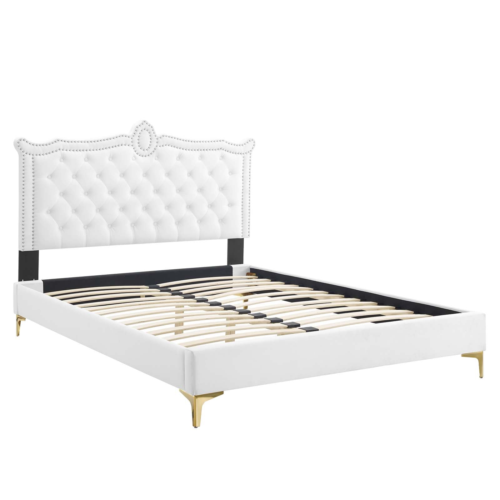 Clara Performance Velvet Queen Platform Bed By Modway - MOD-6592-CHA | Beds |  Modishstore - 83