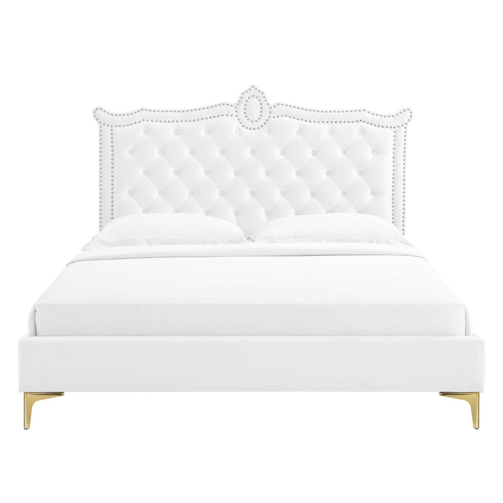 Clara Performance Velvet Queen Platform Bed By Modway - MOD-6592-CHA | Beds |  Modishstore - 85