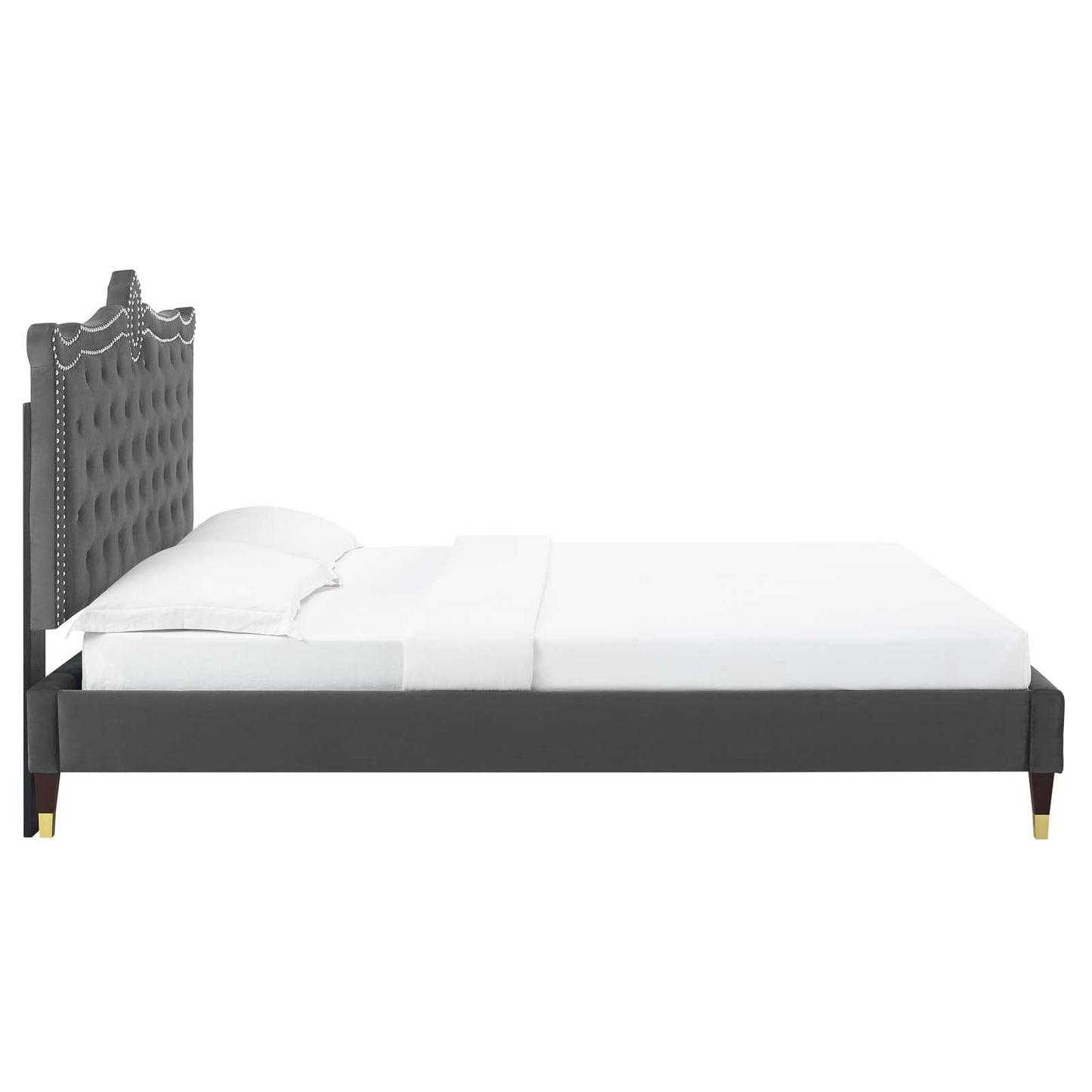 Clara Performance Velvet Queen Platform Bed By Modway - MOD-6593-CHA | Beds |  Modishstore - 5