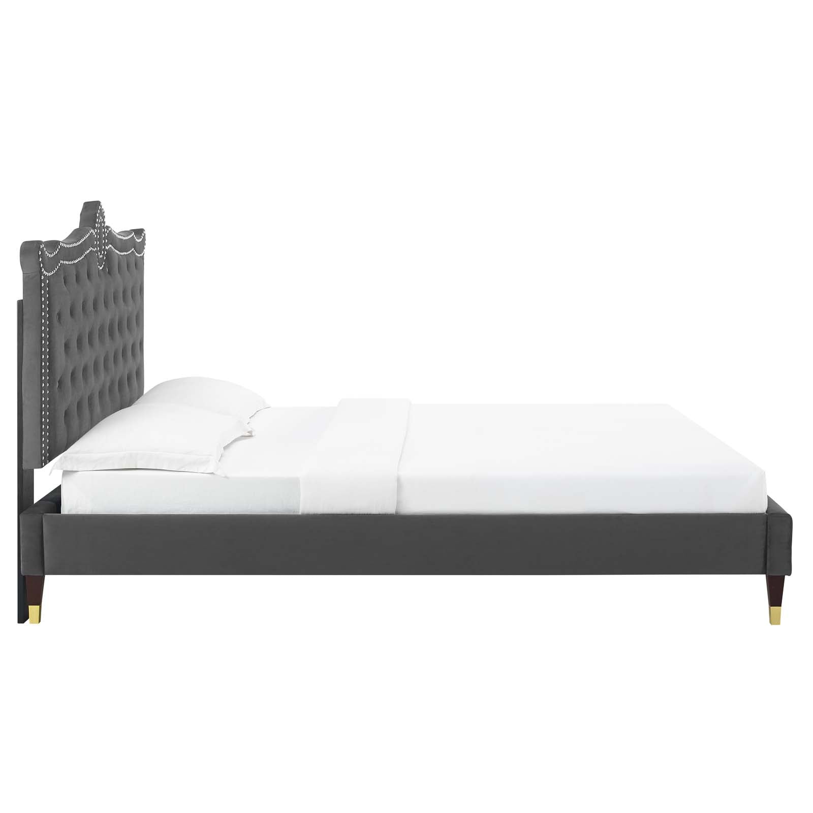 Clara Performance Velvet Queen Platform Bed By Modway - MOD-6593-CHA | Beds |  Modishstore - 5
