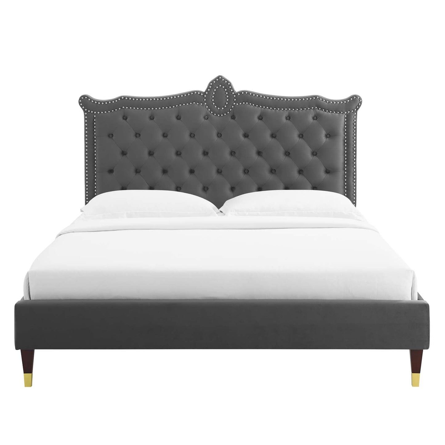 Clara Performance Velvet Queen Platform Bed By Modway - MOD-6593-CHA | Beds |  Modishstore - 8