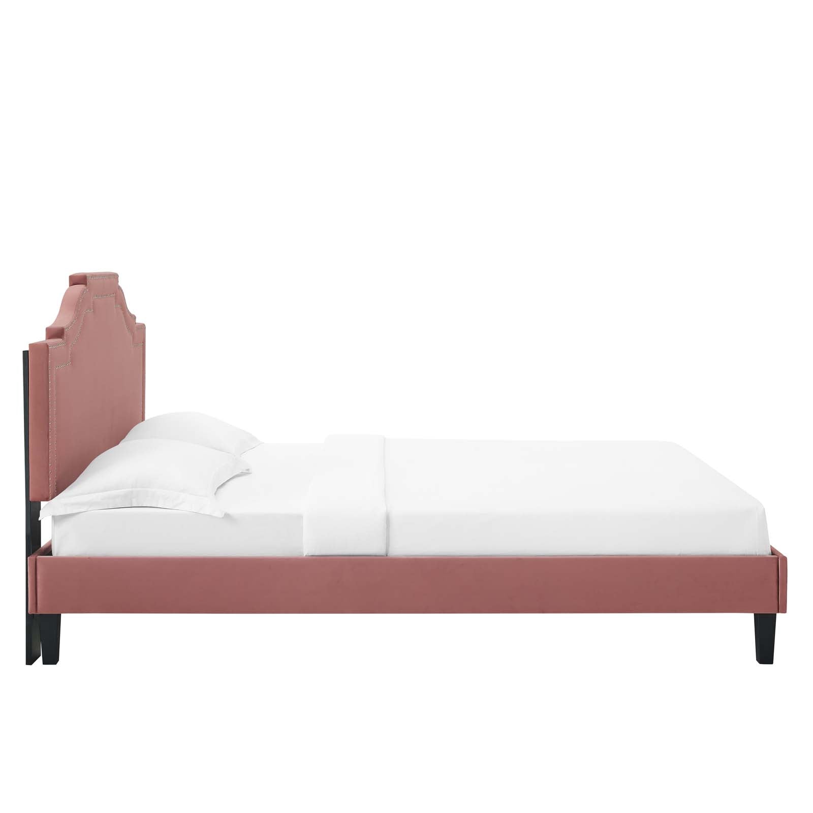 Clara Performance Velvet Queen Platform Bed By Modway - MOD-6593-CHA | Beds |  Modishstore - 16