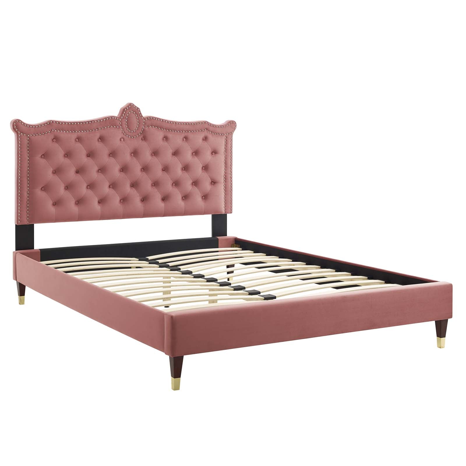 Clara Performance Velvet Queen Platform Bed By Modway - MOD-6593-CHA | Beds |  Modishstore - 17