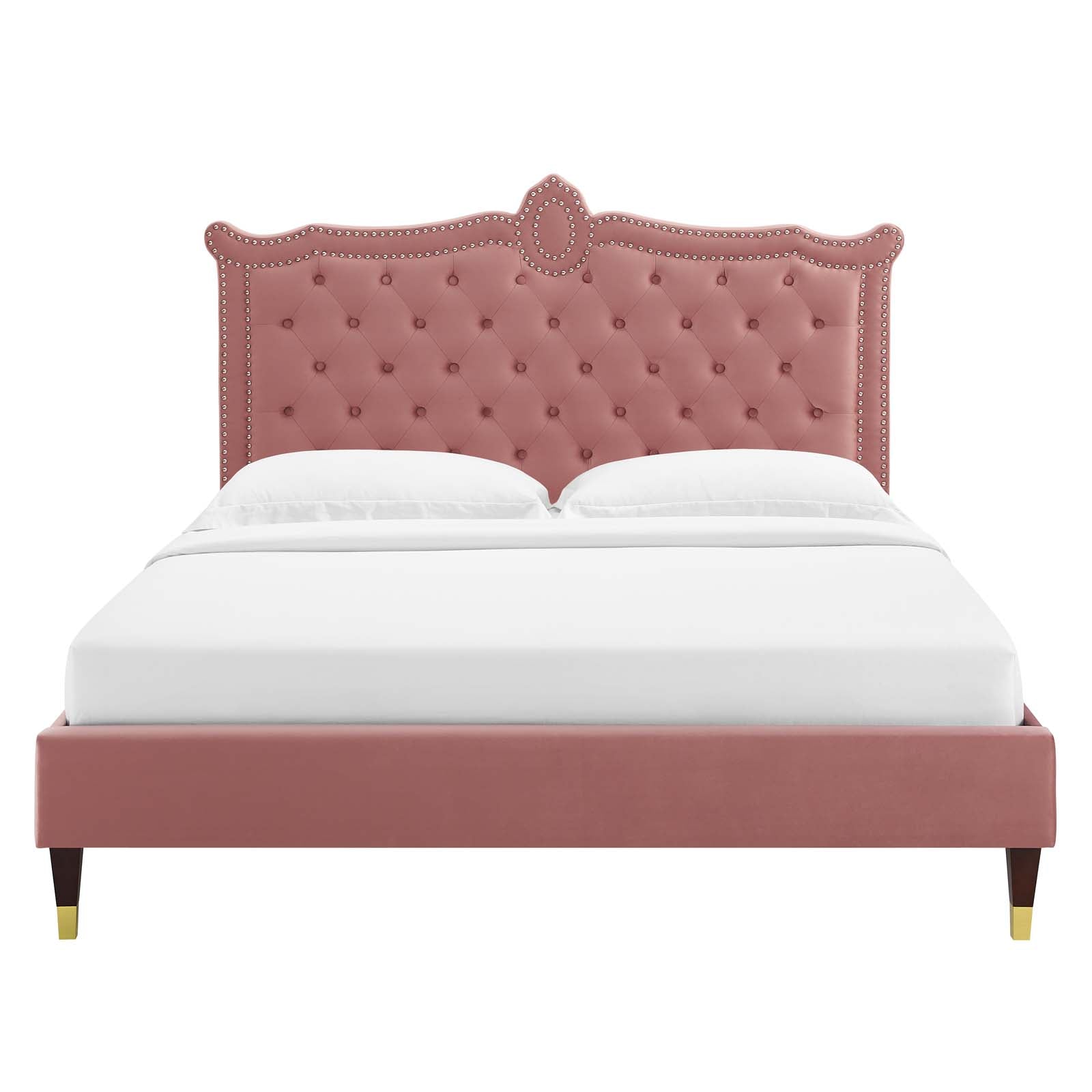 Clara Performance Velvet Queen Platform Bed By Modway - MOD-6593-CHA | Beds |  Modishstore - 19