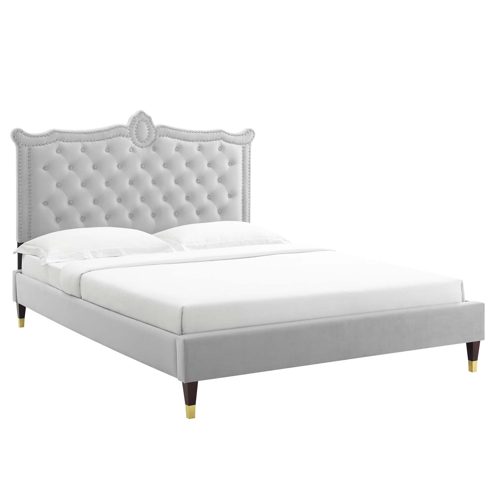 Clara Performance Velvet Queen Platform Bed By Modway - MOD-6593-CHA | Beds |  Modishstore - 23