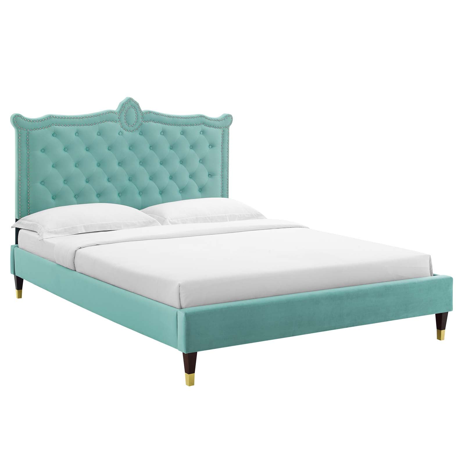 Clara Performance Velvet Queen Platform Bed By Modway - MOD-6593-CHA | Beds |  Modishstore - 34