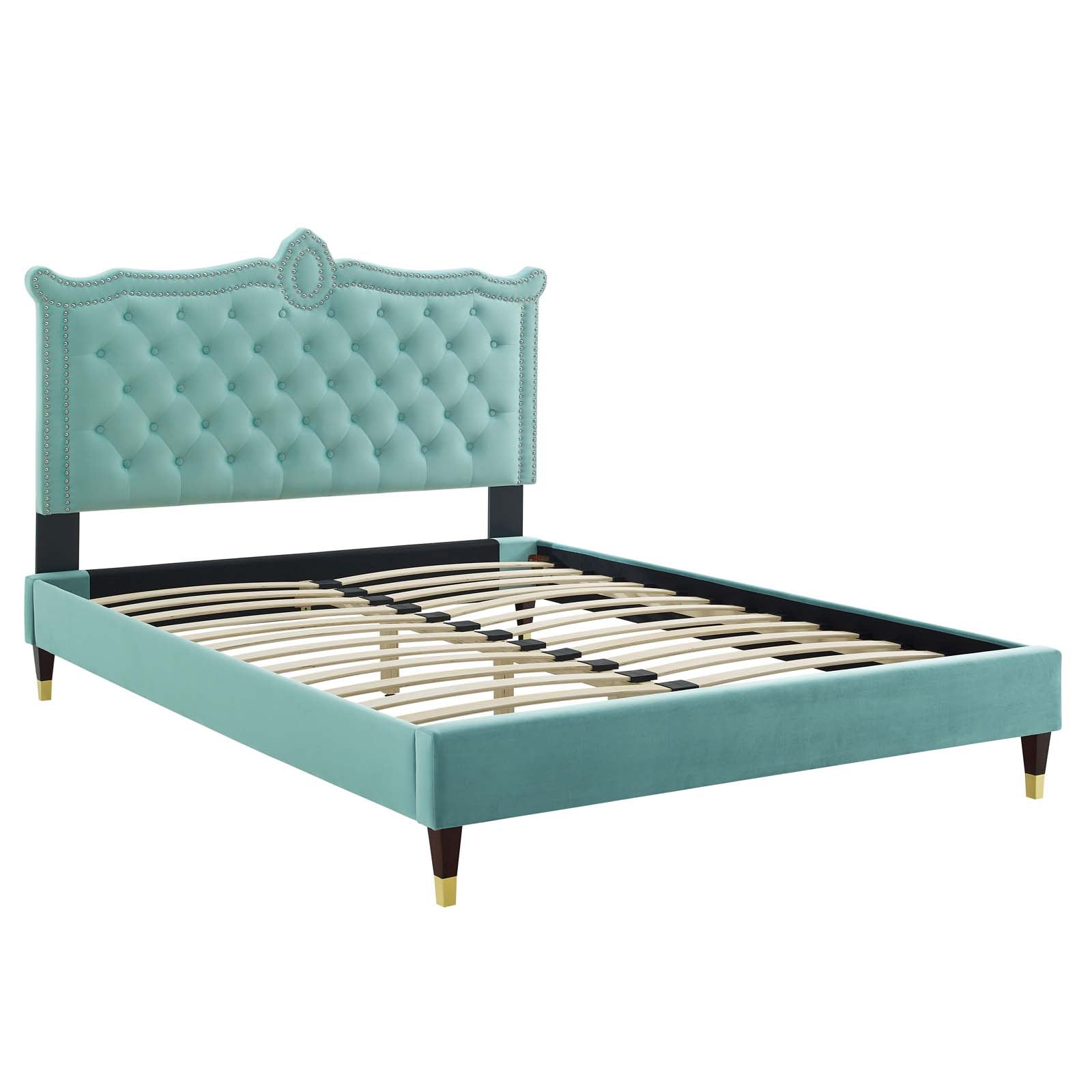 Clara Performance Velvet Queen Platform Bed By Modway - MOD-6593-CHA | Beds |  Modishstore - 39