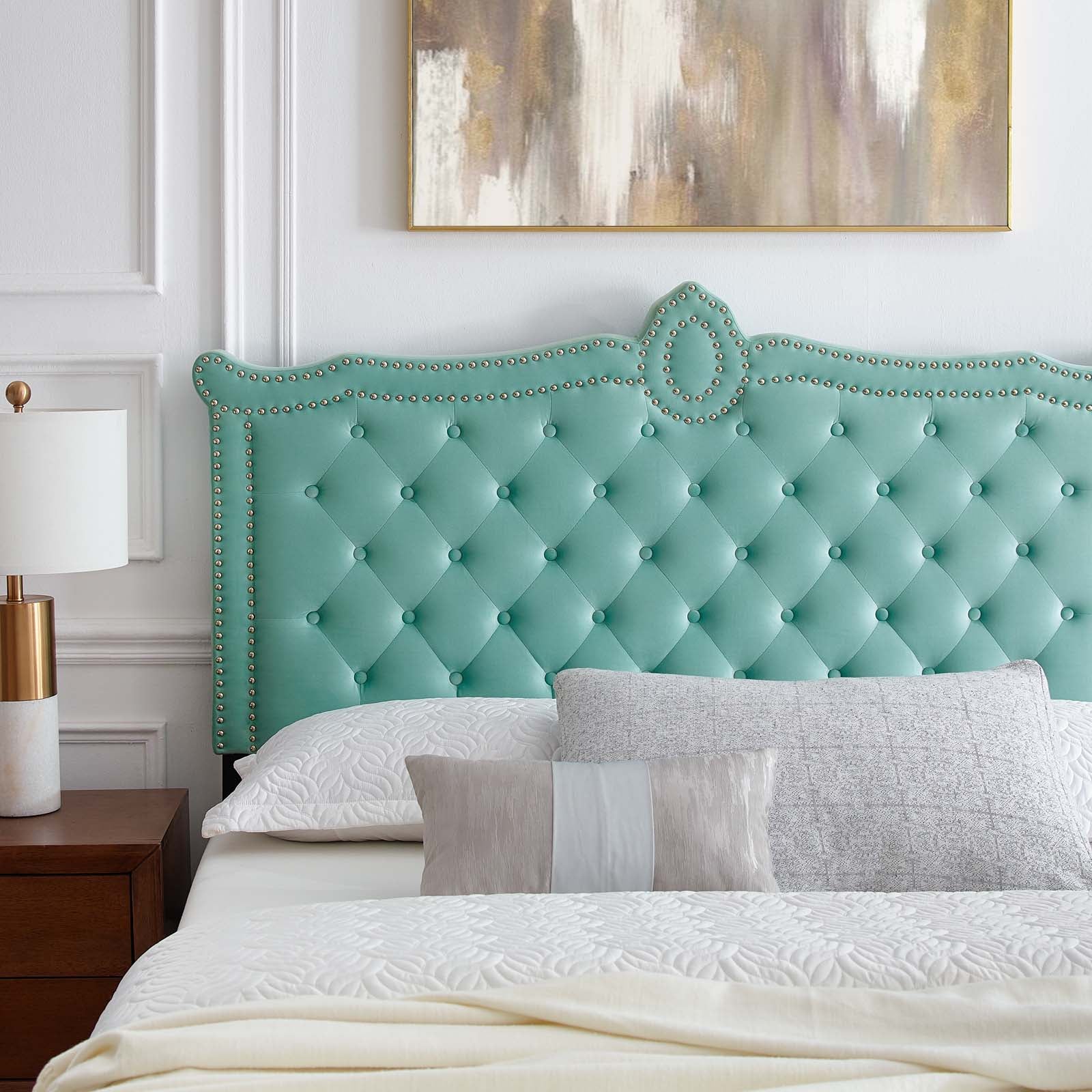 Clara Performance Velvet Queen Platform Bed By Modway - MOD-6593-CHA | Beds |  Modishstore - 42