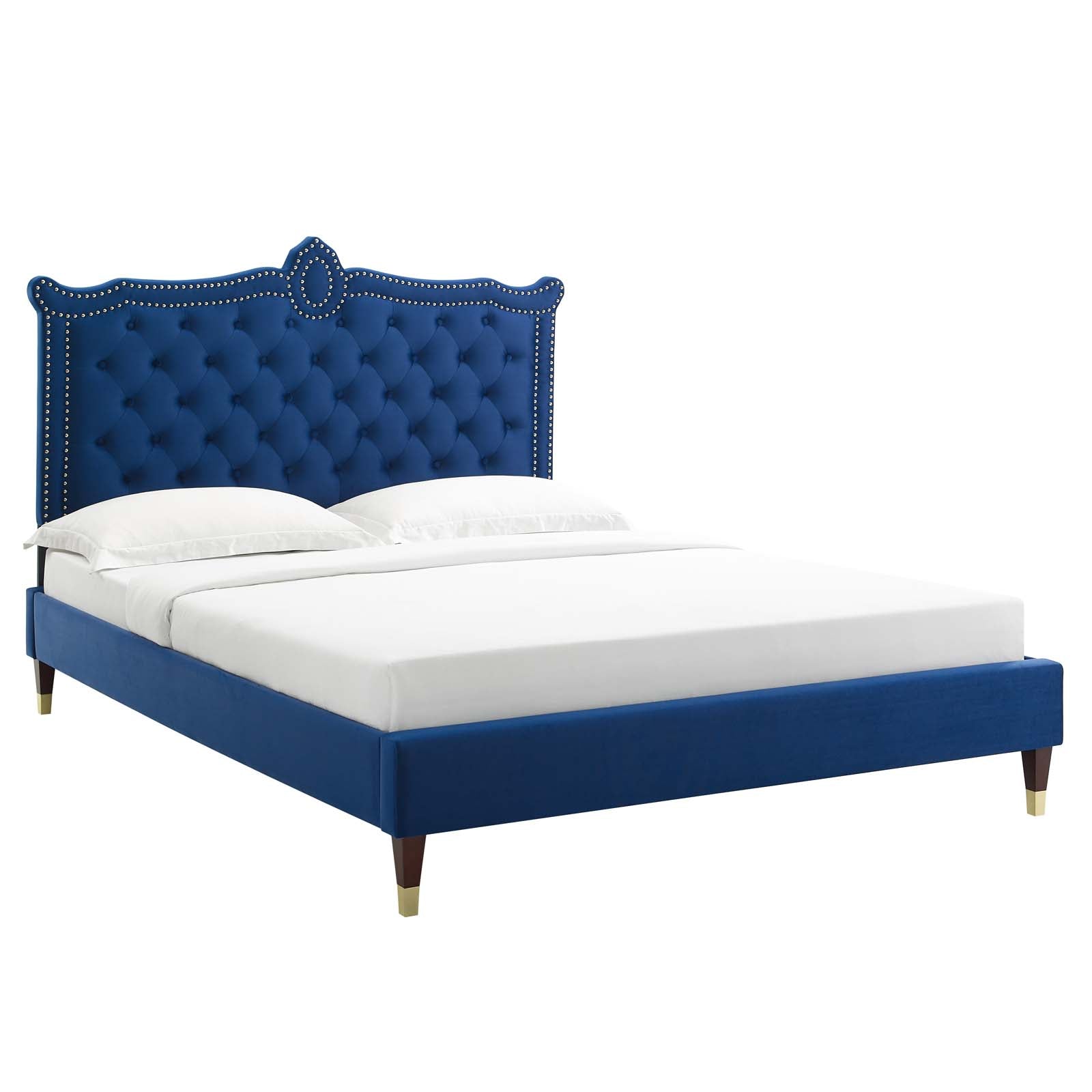 Clara Performance Velvet Queen Platform Bed By Modway - MOD-6593-CHA | Beds |  Modishstore - 45