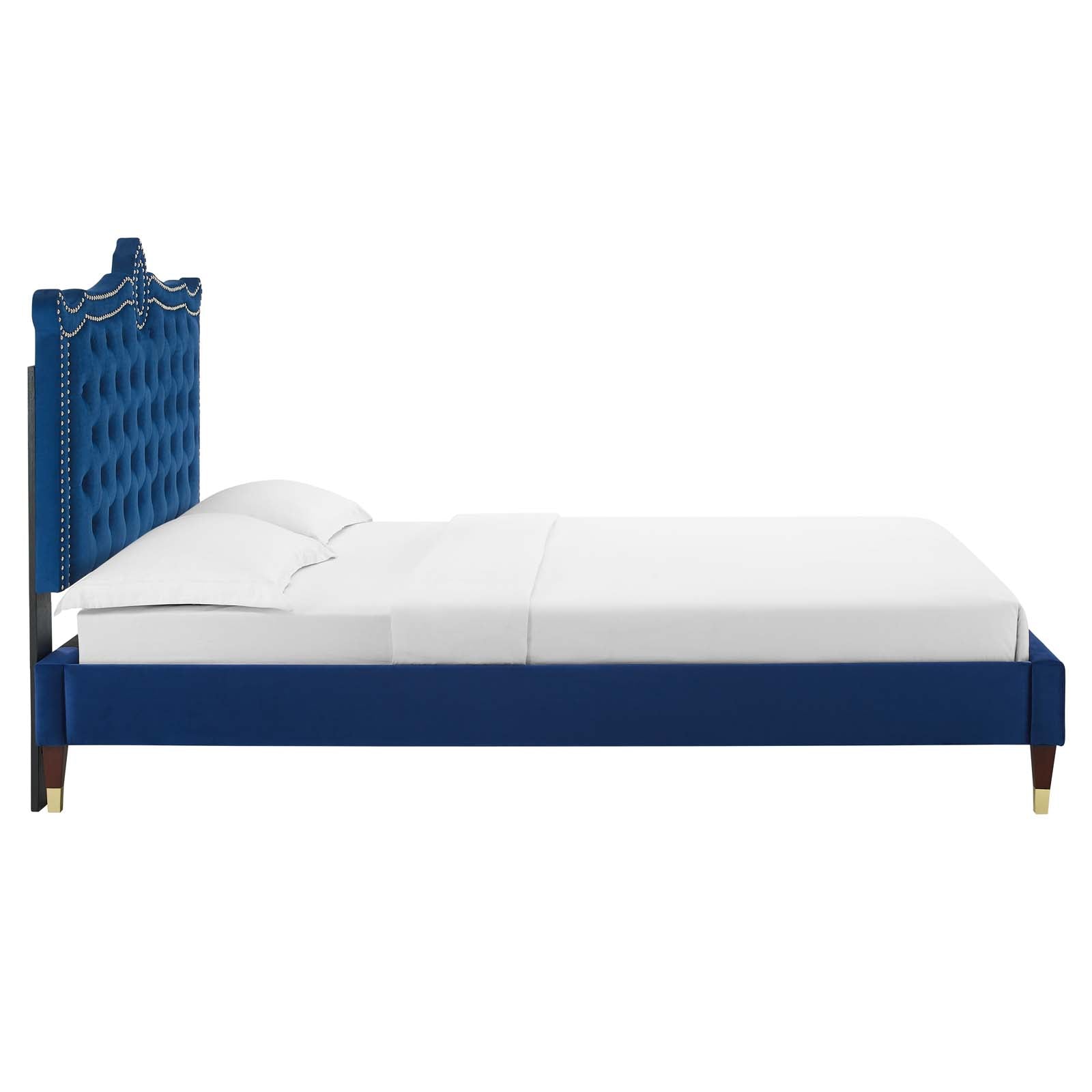 Clara Performance Velvet Queen Platform Bed By Modway - MOD-6593-CHA | Beds |  Modishstore - 49