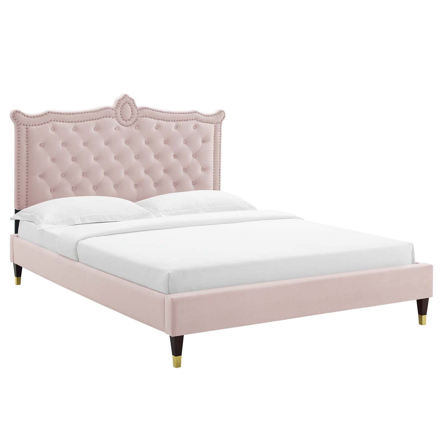 Clara Performance Velvet Queen Platform Bed By Modway - MOD-6593-CHA | Beds |  Modishstore - 56