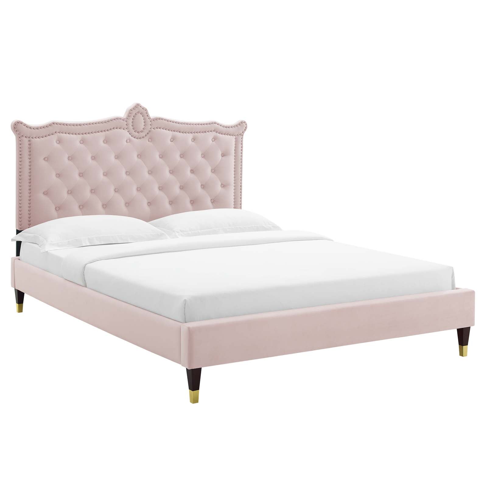 Clara Performance Velvet Queen Platform Bed By Modway - MOD-6593-CHA | Beds |  Modishstore - 56