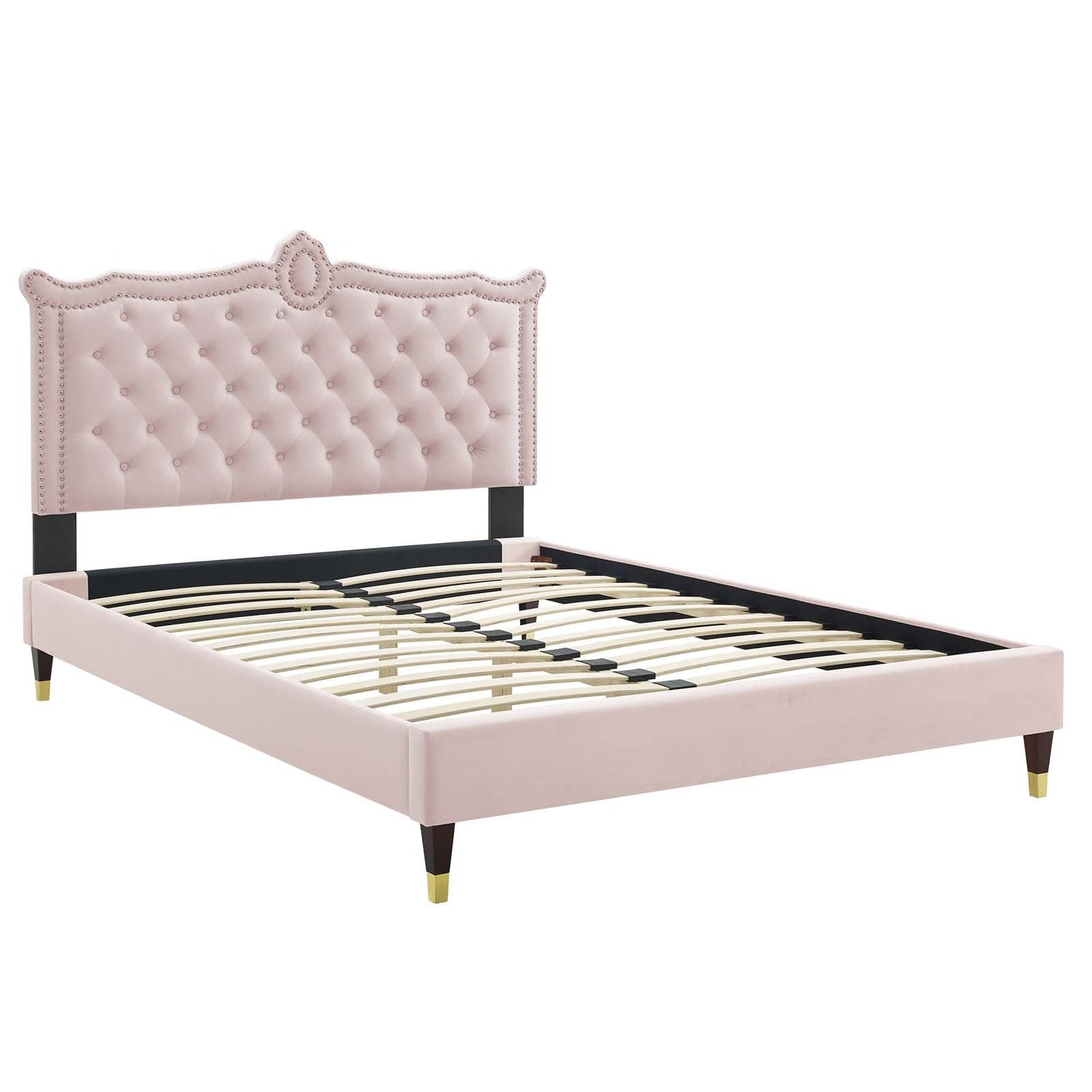 Clara Performance Velvet Queen Platform Bed By Modway - MOD-6593-CHA | Beds |  Modishstore - 61