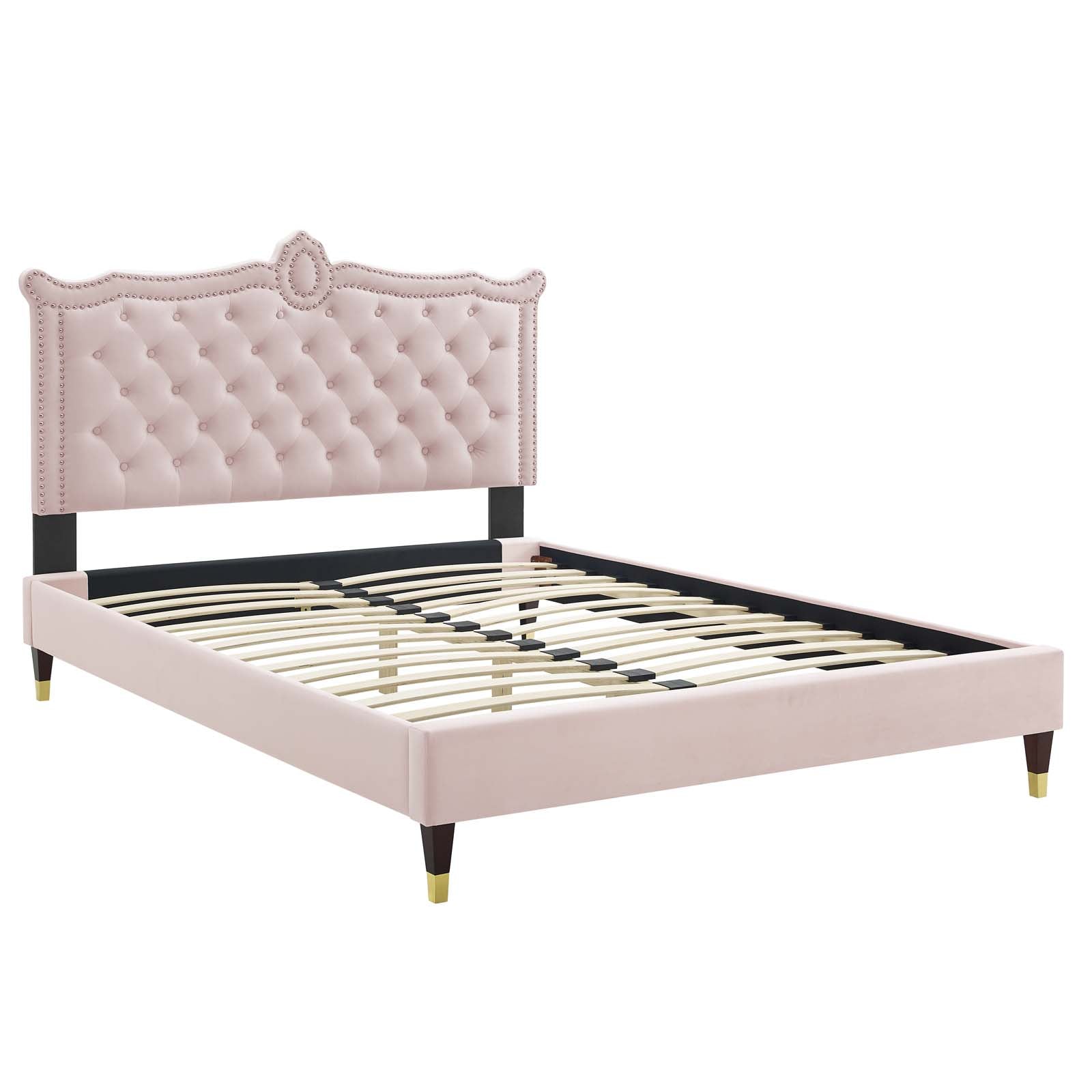 Clara Performance Velvet Queen Platform Bed By Modway - MOD-6593-CHA | Beds |  Modishstore - 61
