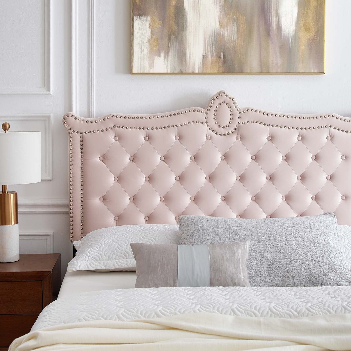 Clara Performance Velvet Queen Platform Bed By Modway - MOD-6593-CHA | Beds |  Modishstore - 64