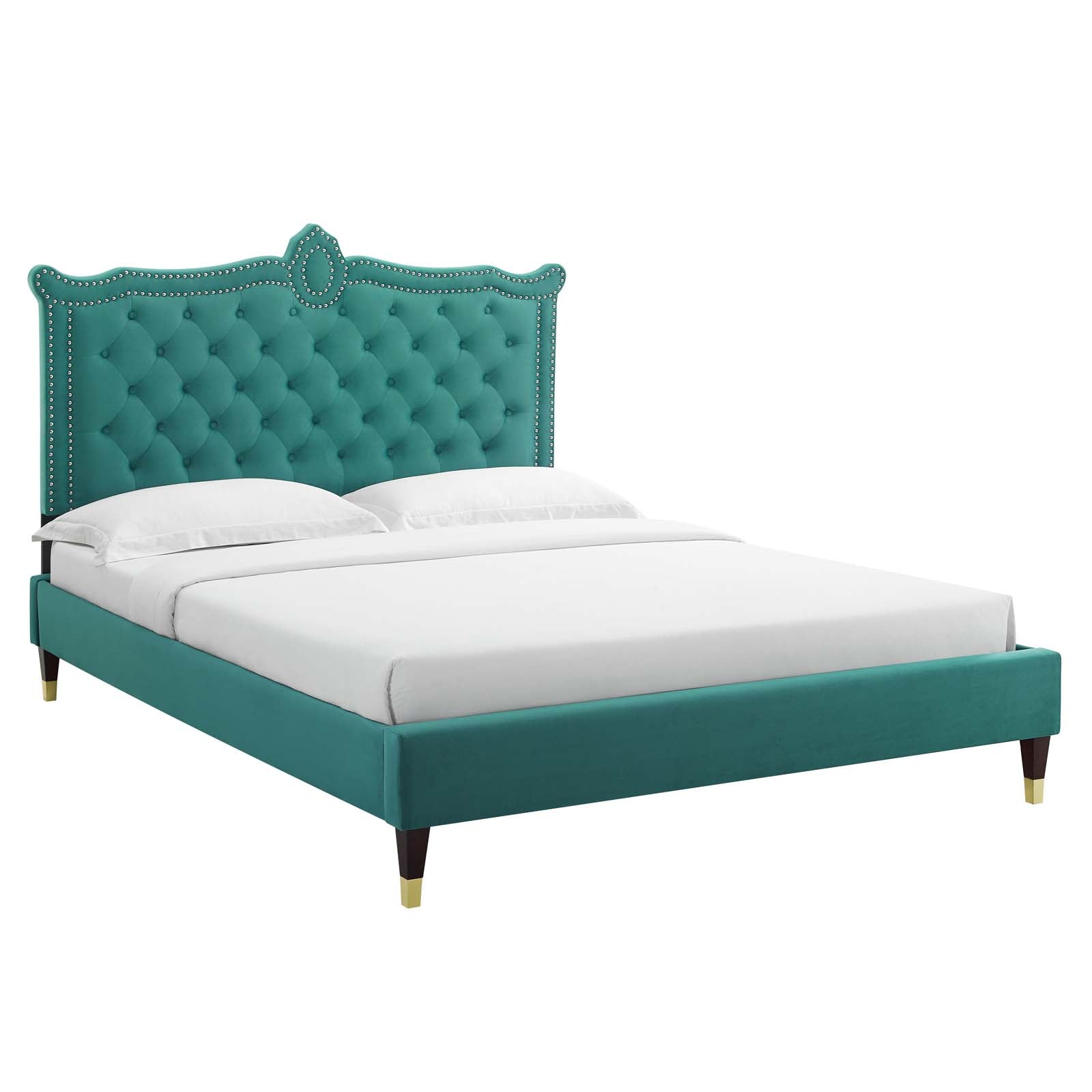 Clara Performance Velvet Queen Platform Bed By Modway - MOD-6593-CHA | Beds |  Modishstore - 67