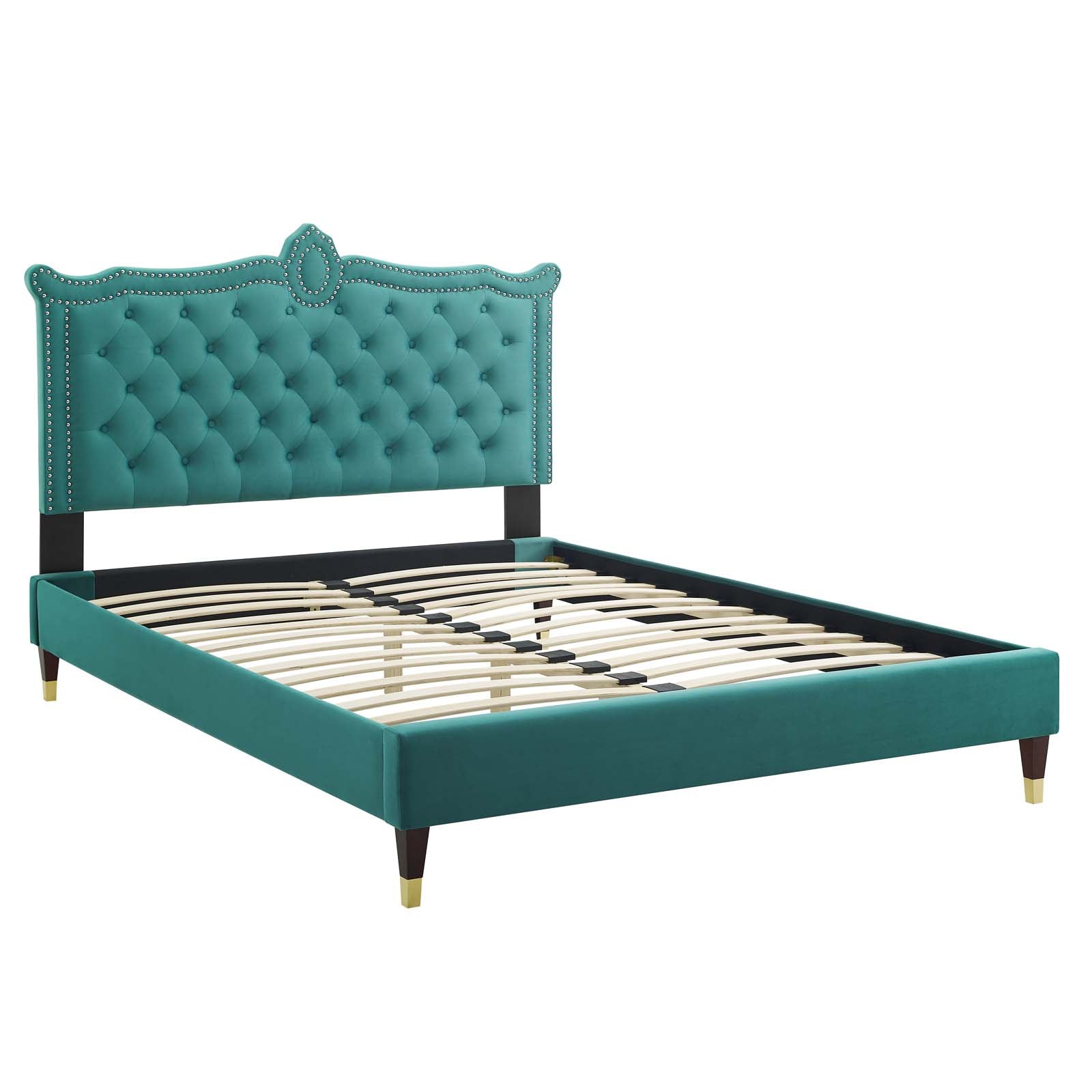Clara Performance Velvet Queen Platform Bed By Modway - MOD-6593-CHA | Beds |  Modishstore - 72