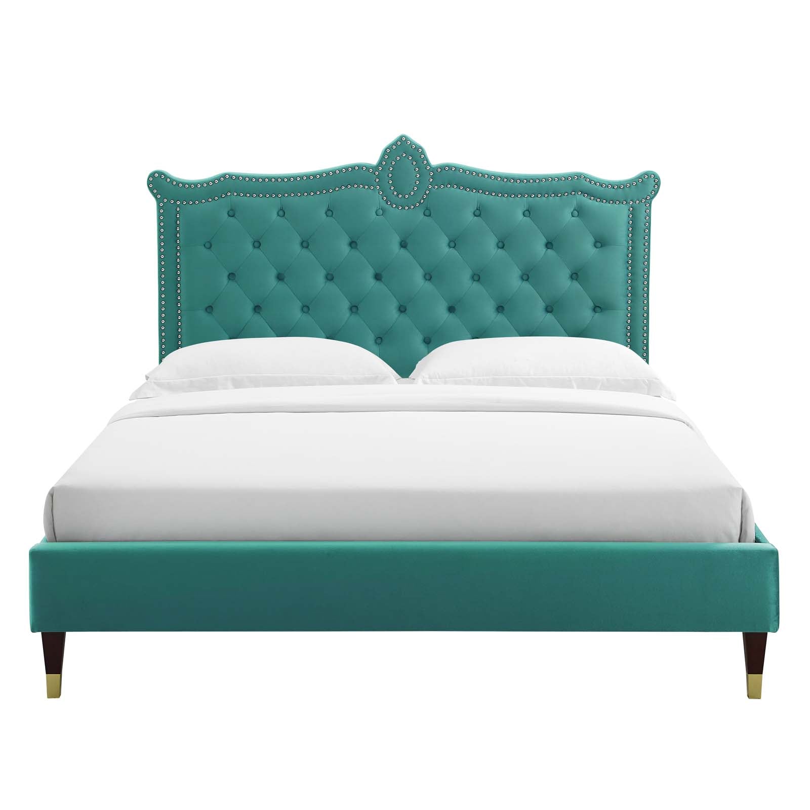 Clara Performance Velvet Queen Platform Bed By Modway - MOD-6593-CHA | Beds |  Modishstore - 74