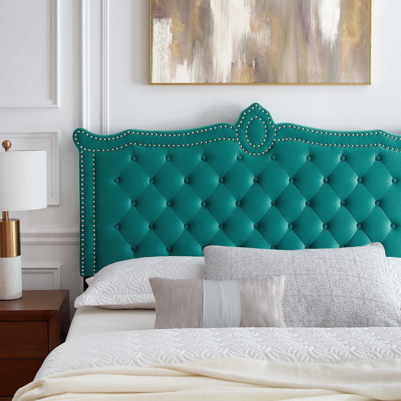 Clara Performance Velvet Queen Platform Bed By Modway - MOD-6593-CHA | Beds |  Modishstore - 75