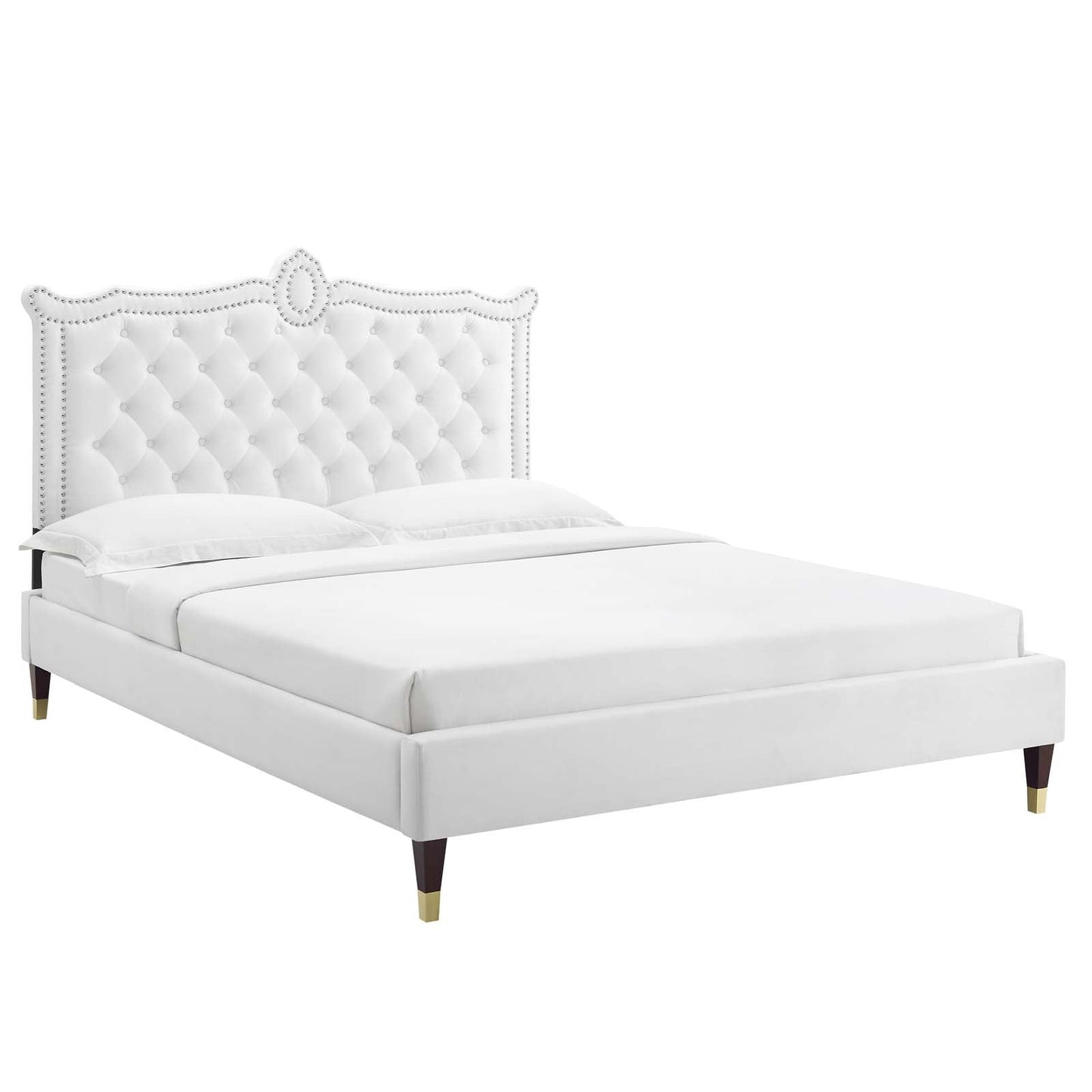 Clara Performance Velvet Queen Platform Bed By Modway - MOD-6593-CHA | Beds |  Modishstore - 78
