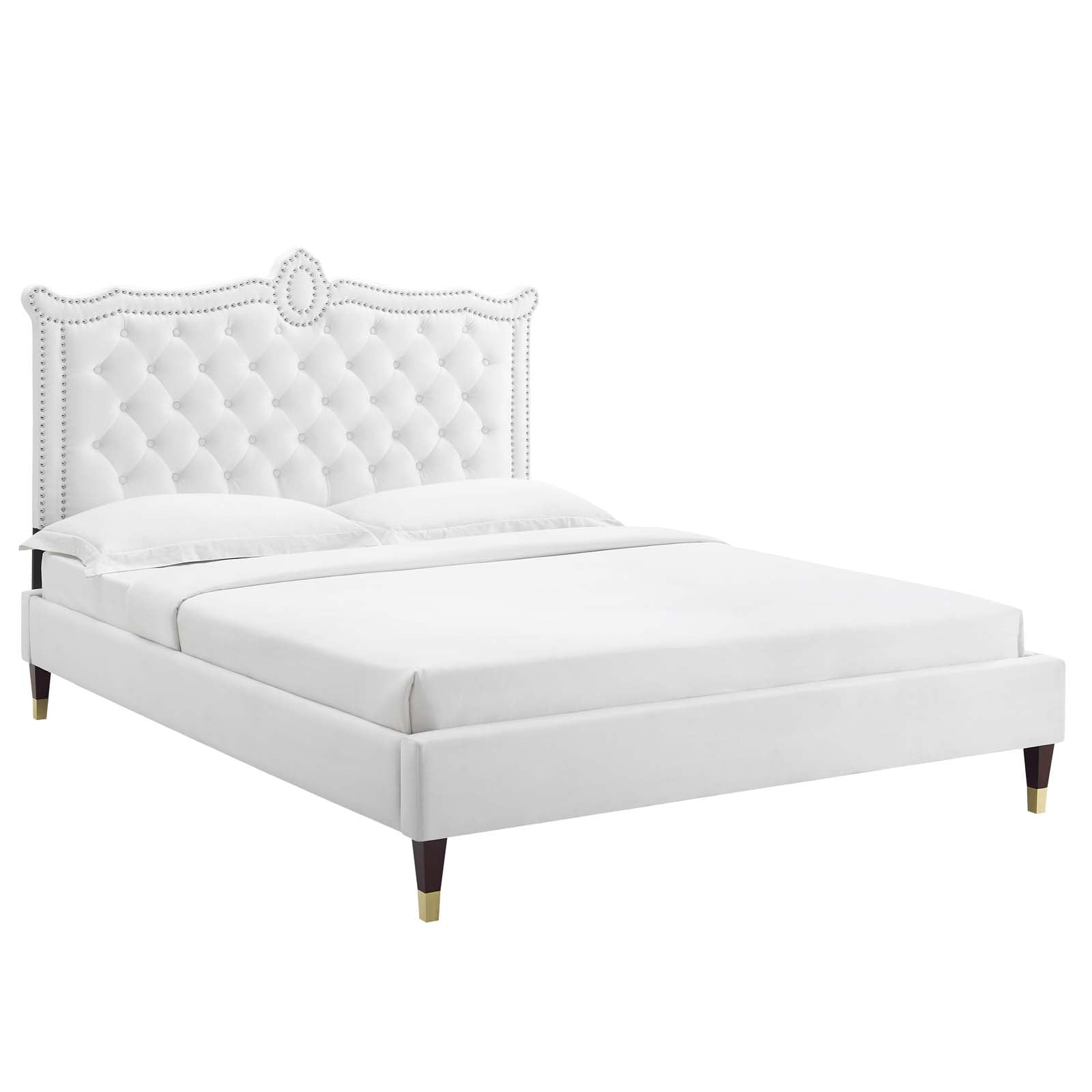 Clara Performance Velvet Queen Platform Bed By Modway - MOD-6593-CHA | Beds |  Modishstore - 78