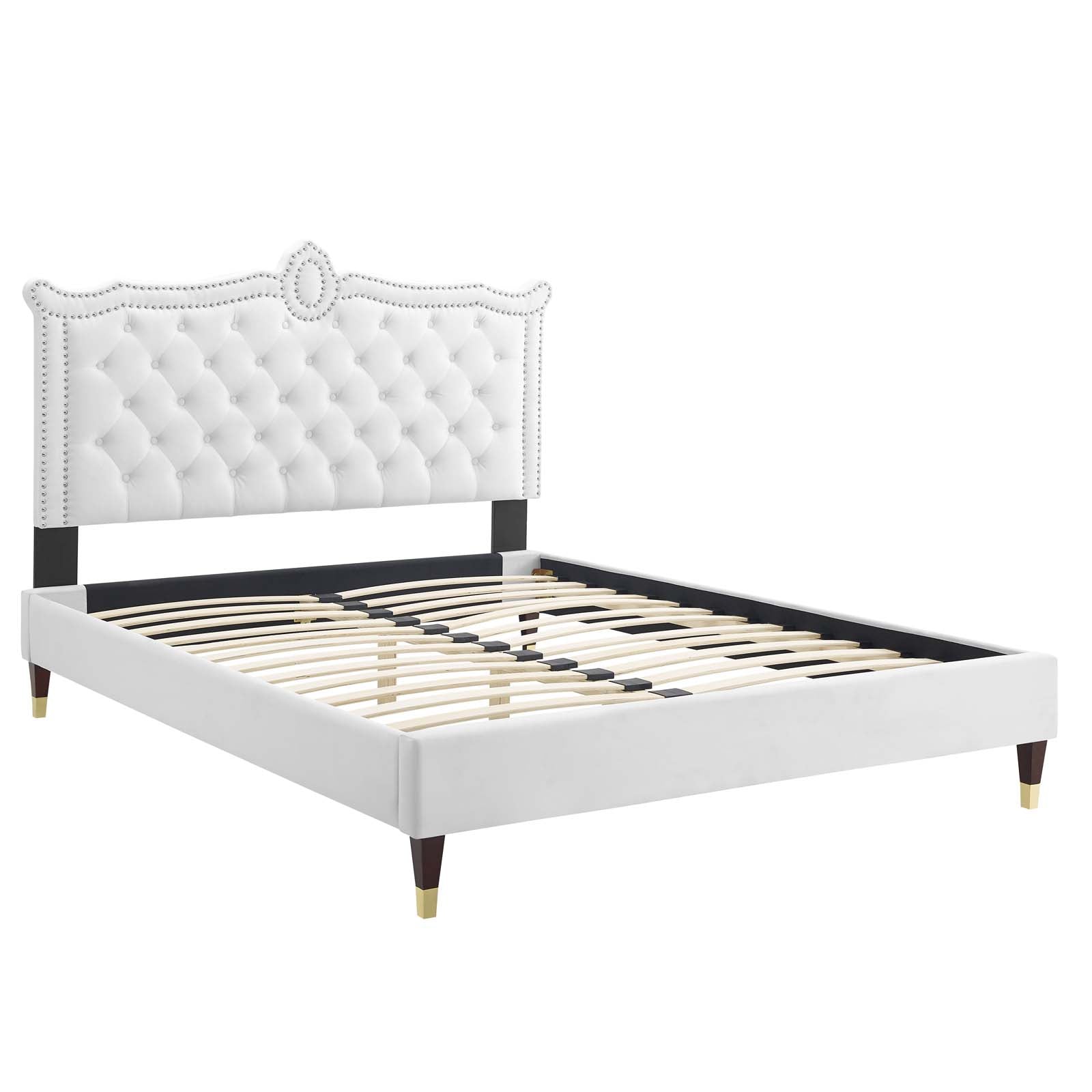 Clara Performance Velvet Queen Platform Bed By Modway - MOD-6593-CHA | Beds |  Modishstore - 83
