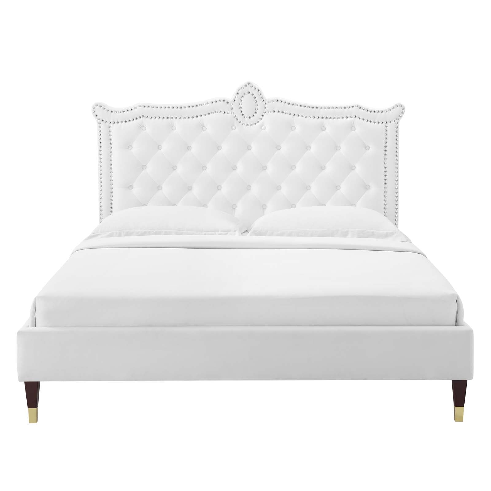 Clara Performance Velvet Queen Platform Bed By Modway - MOD-6593-CHA | Beds |  Modishstore - 85