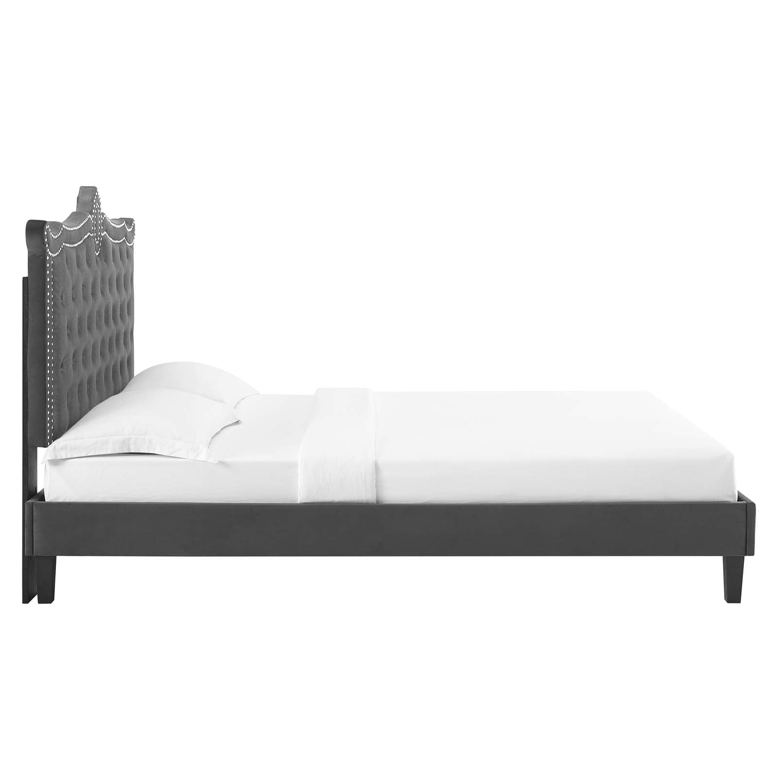 Clara Performance Velvet Queen Platform Bed By Modway - MOD-6594-CHA | Beds |  Modishstore - 5